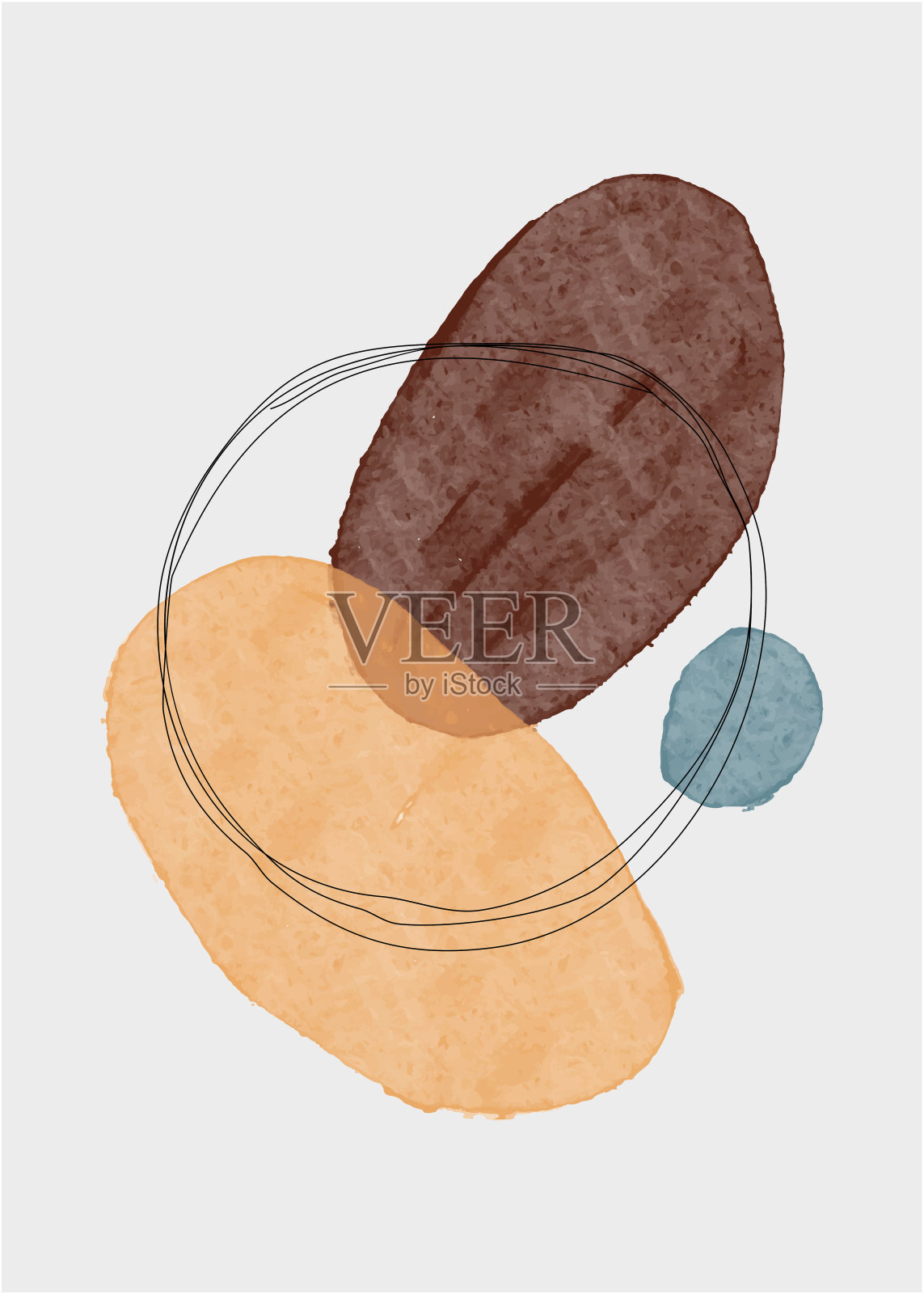 创意极简主义手绘。抽象的当代审美背景。极简主义的设计。抽象水彩墙壁装饰，明信片或小册子设计。矢量插画图片素材