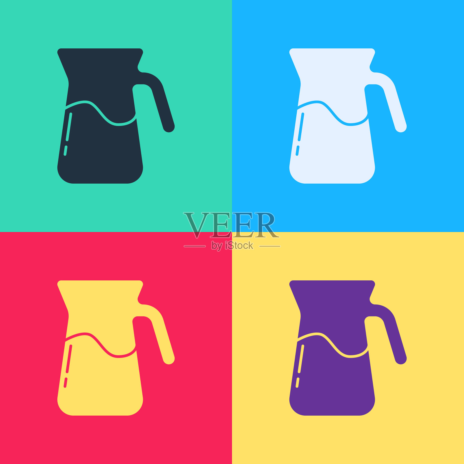 波普艺术水壶玻璃与水的图标隔离插画图片素材