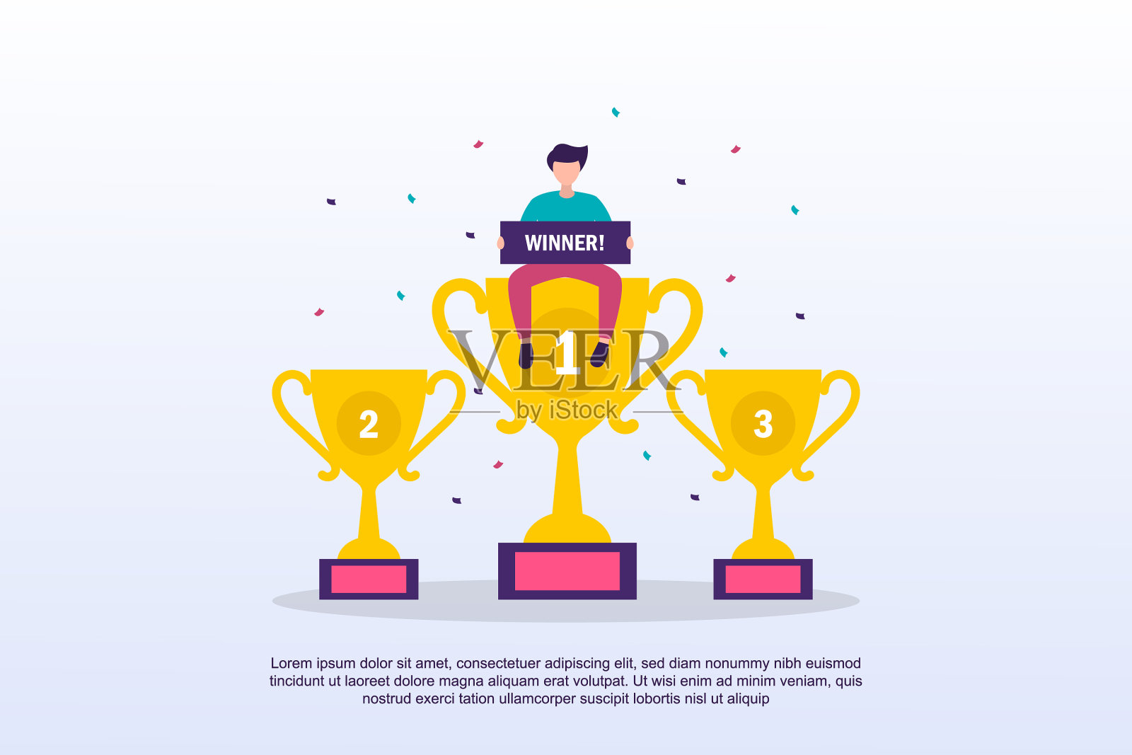 赢家的概念与微小的人可以用于网络插画图片素材