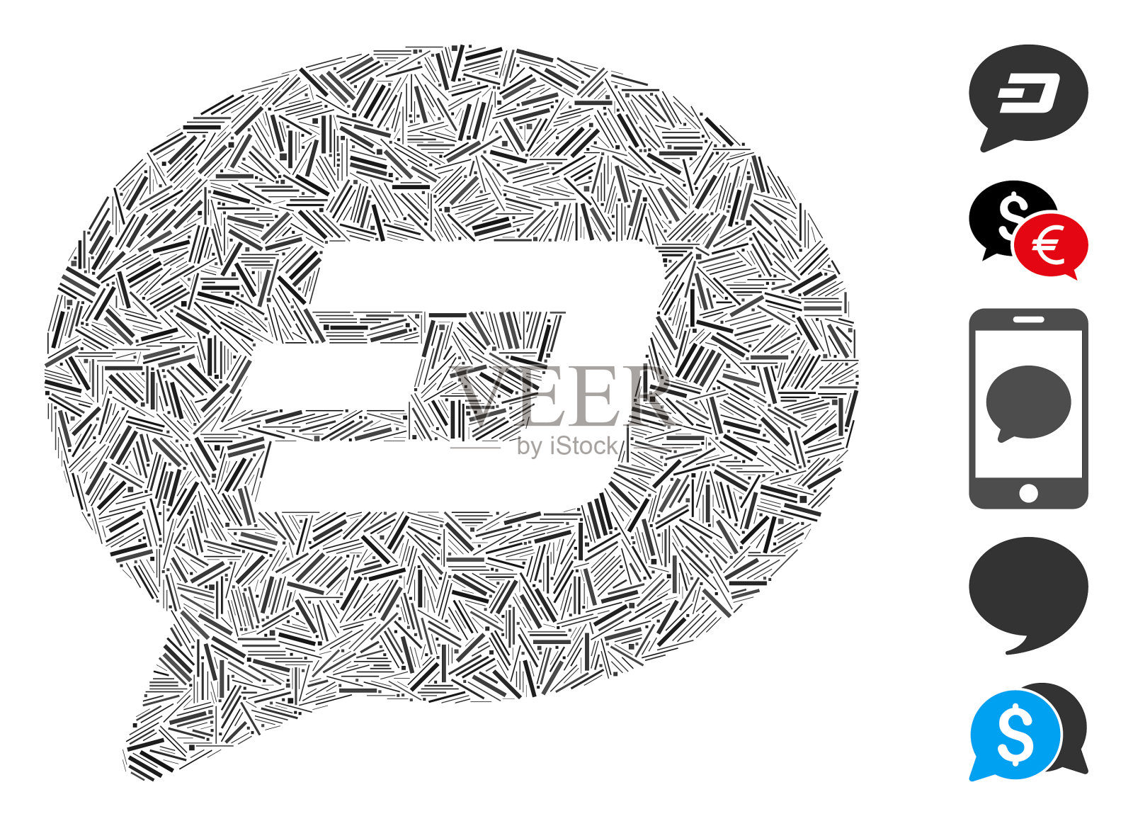 破折号拼贴破折号消息气球图标插画图片素材