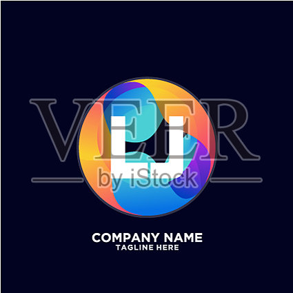 Lj初始标识用彩色圆模板插画图片素材