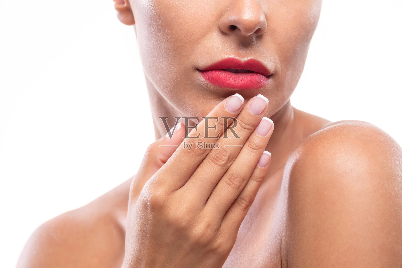 惊人的美丽和非常诱人的嘴唇照片摄影图片