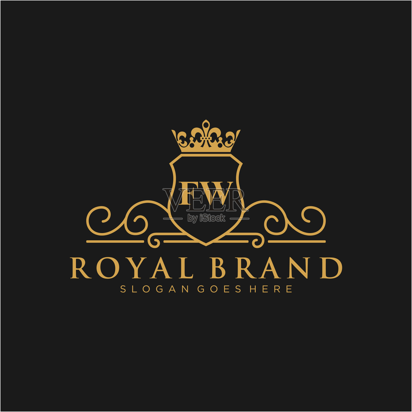 Fw信初始豪华品牌标志模板插画图片素材