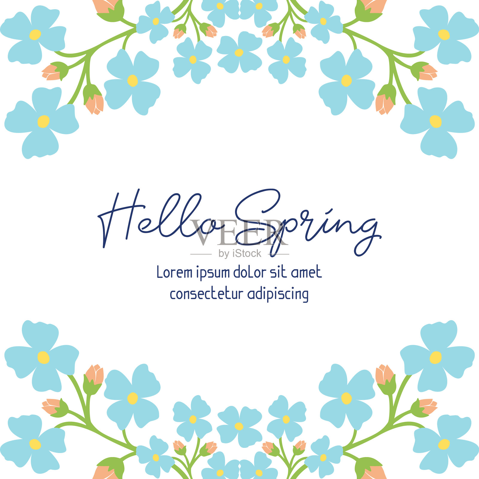 贺卡hello spring设计插画图片素材