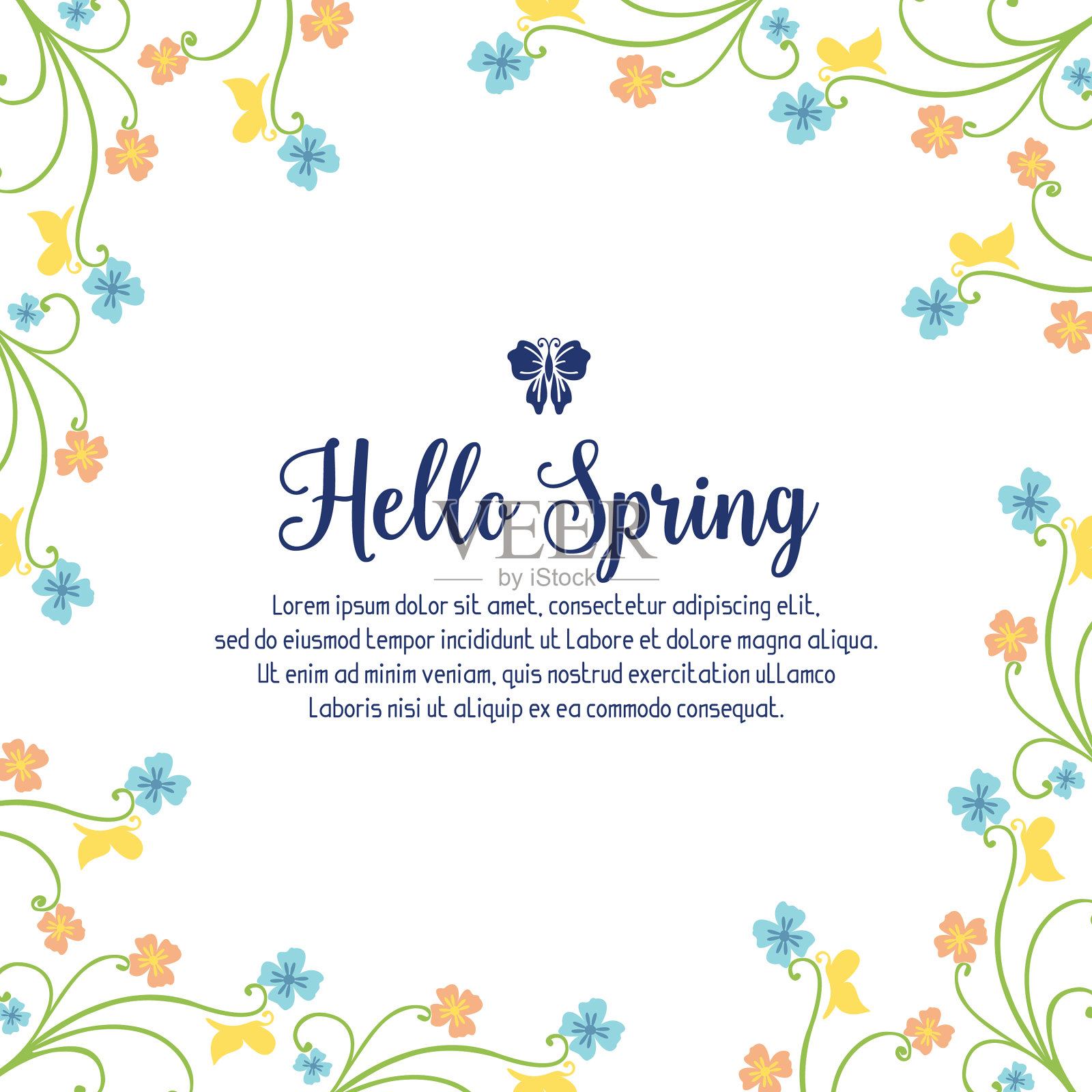 复古的问候春天贺卡设计插画图片素材