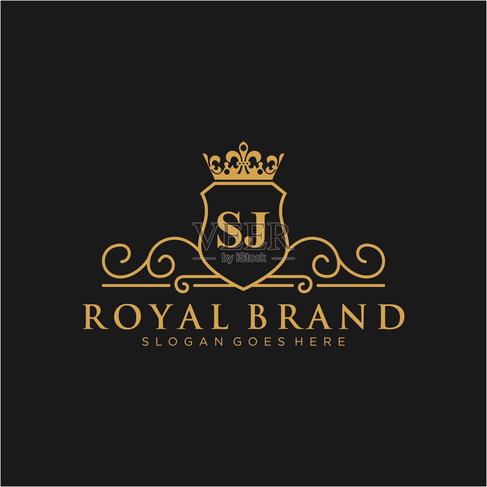 Sj信初始豪华品牌标志模板插画图片素材