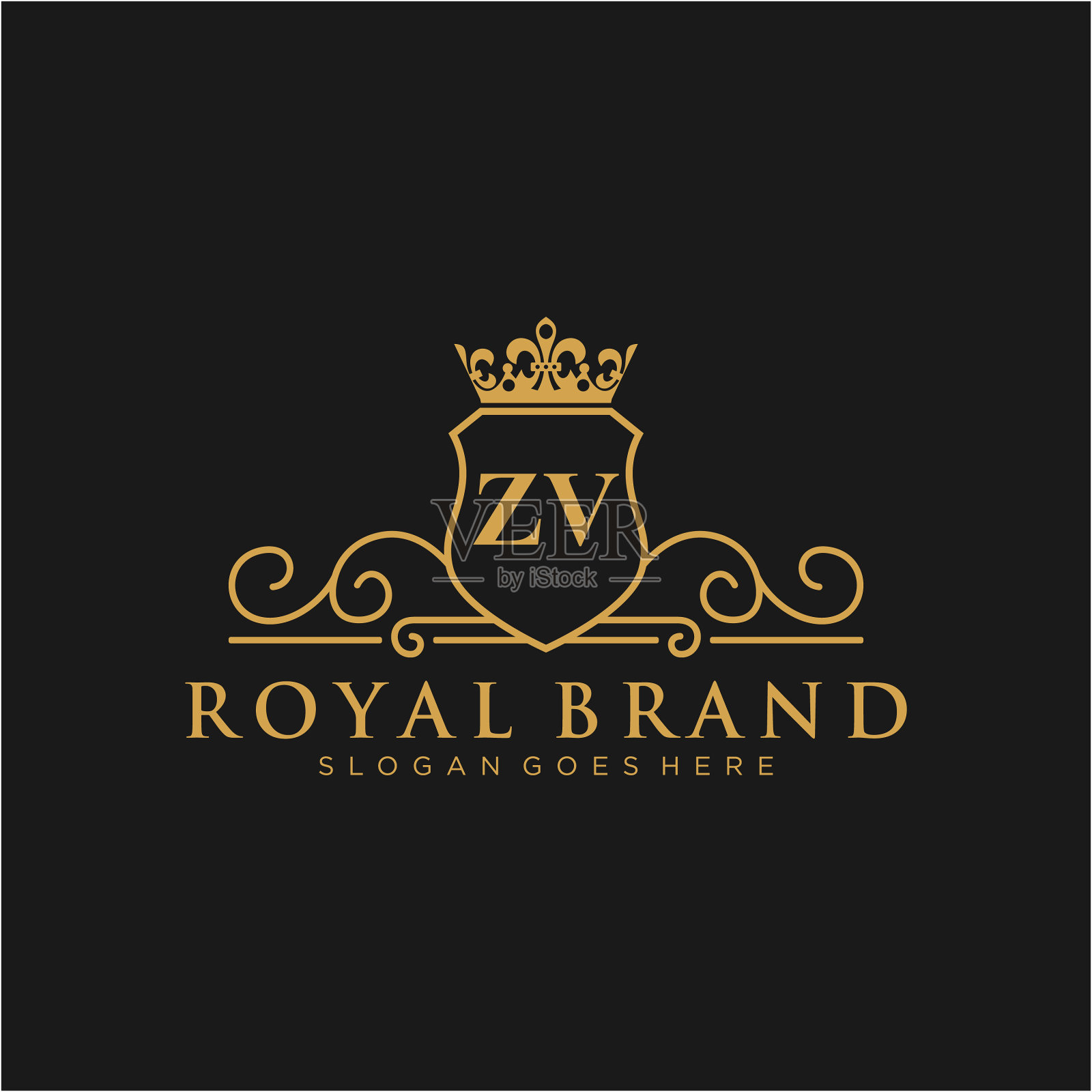 Zv字母最初豪华品牌标志模板插画图片素材