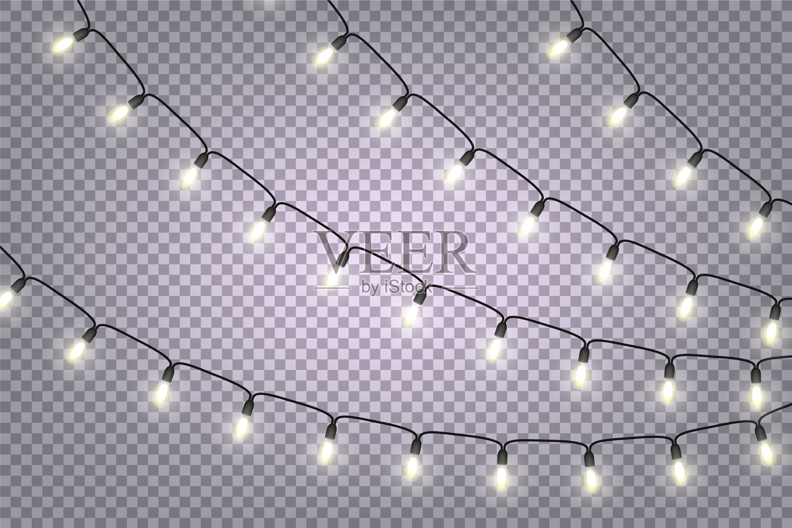 圣诞和新年的花环闪烁着光芒插画图片素材