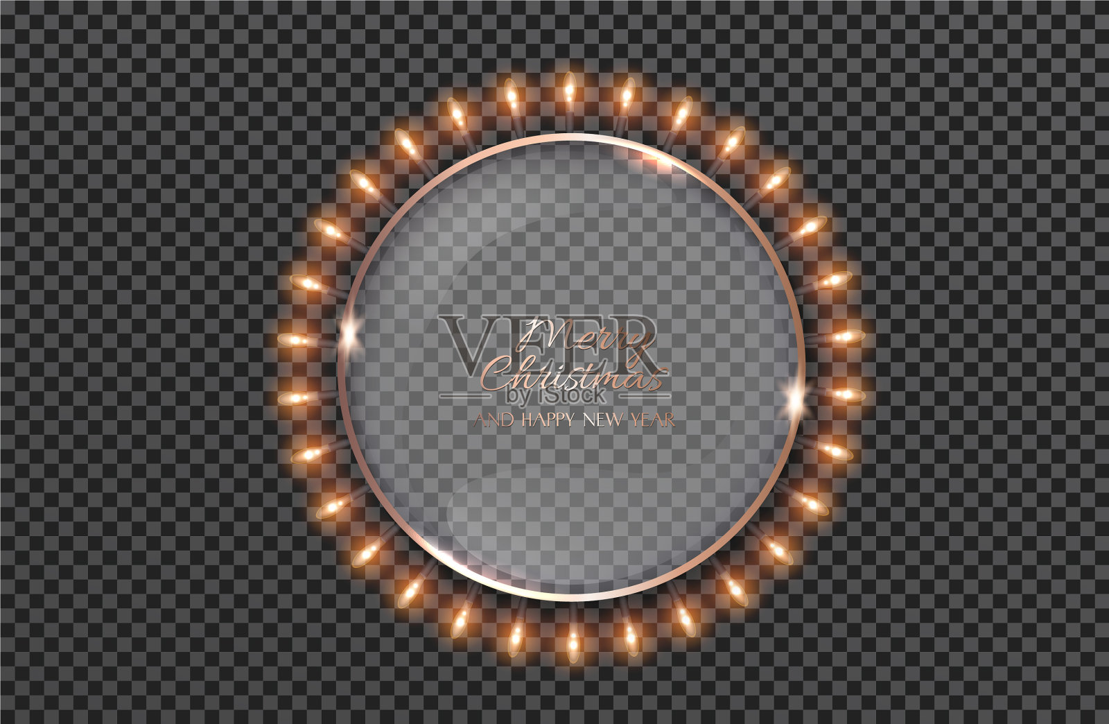 圆形横幅与发光的金色灯泡插画图片素材