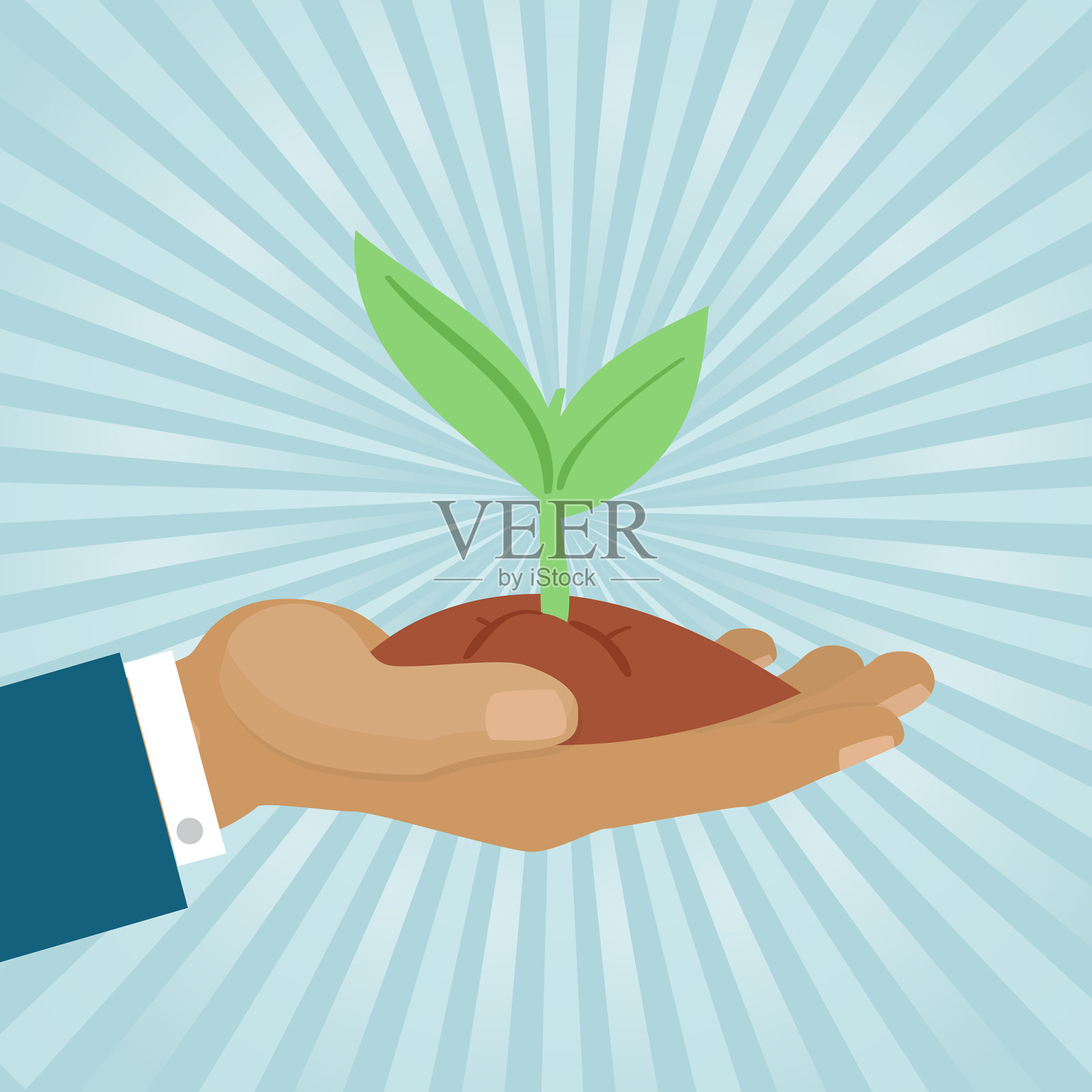 生态系统理念清洁环境双手插画图片素材