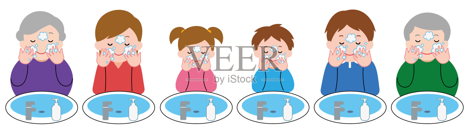 家庭洗脸套。插画图片素材