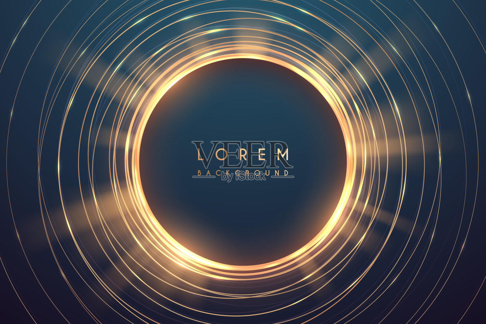 抽象的圆形金线背景与辉光效果插画图片素材