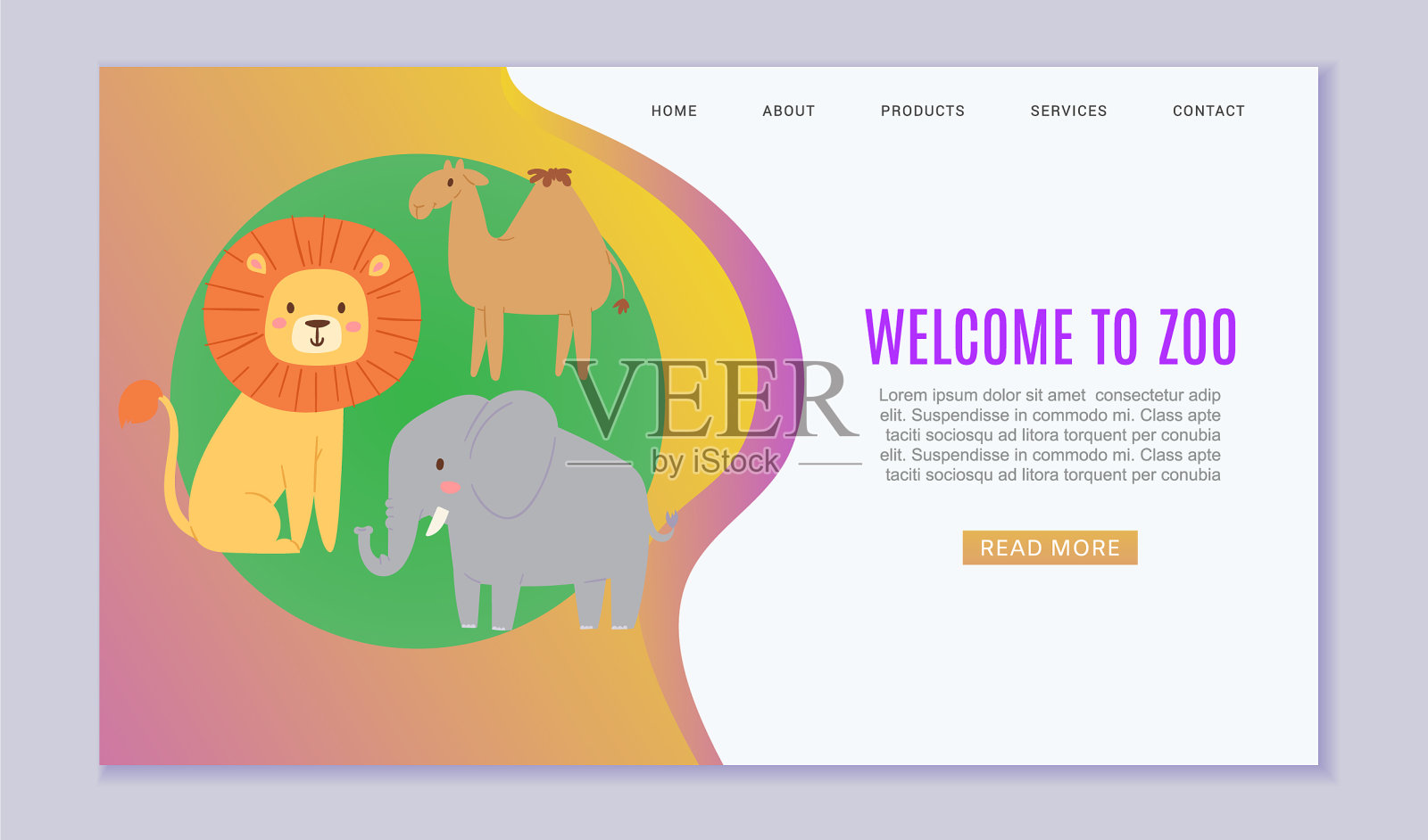 动物园卡通动物欢迎设计模板素材