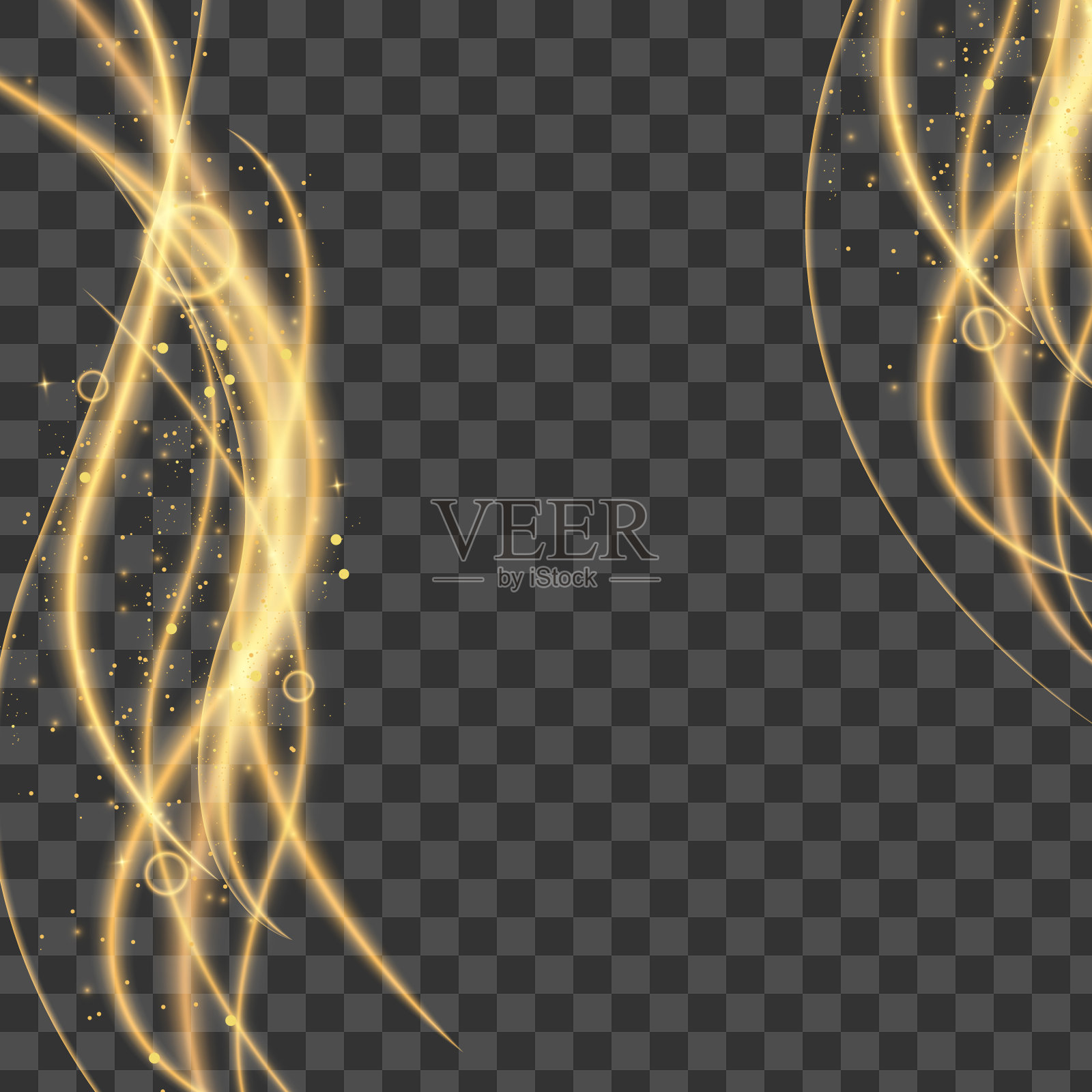 闪闪发光，金色，神奇的矢量波与黄金碎片。设计元素图片