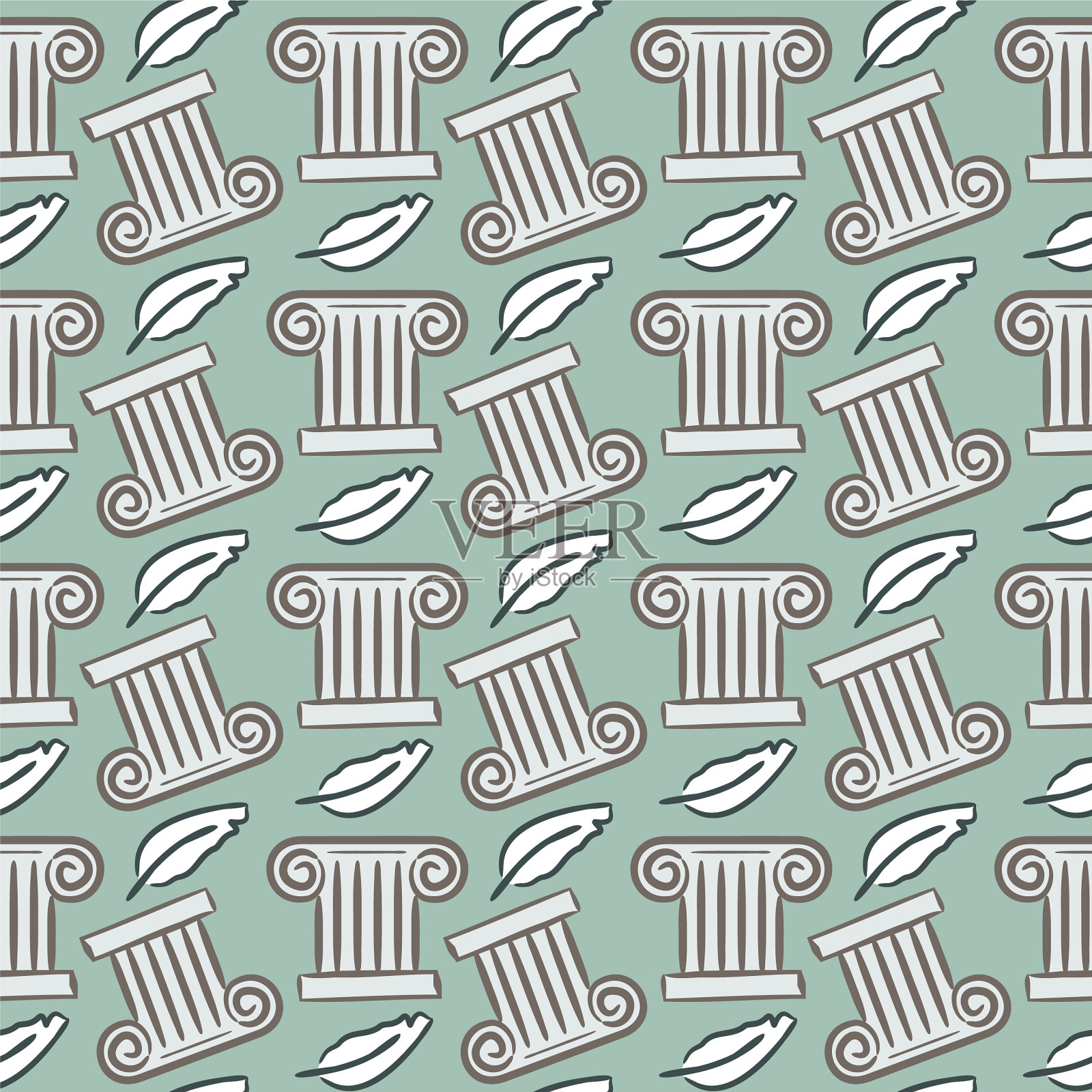 历史主题上的无缝模式插画图片素材