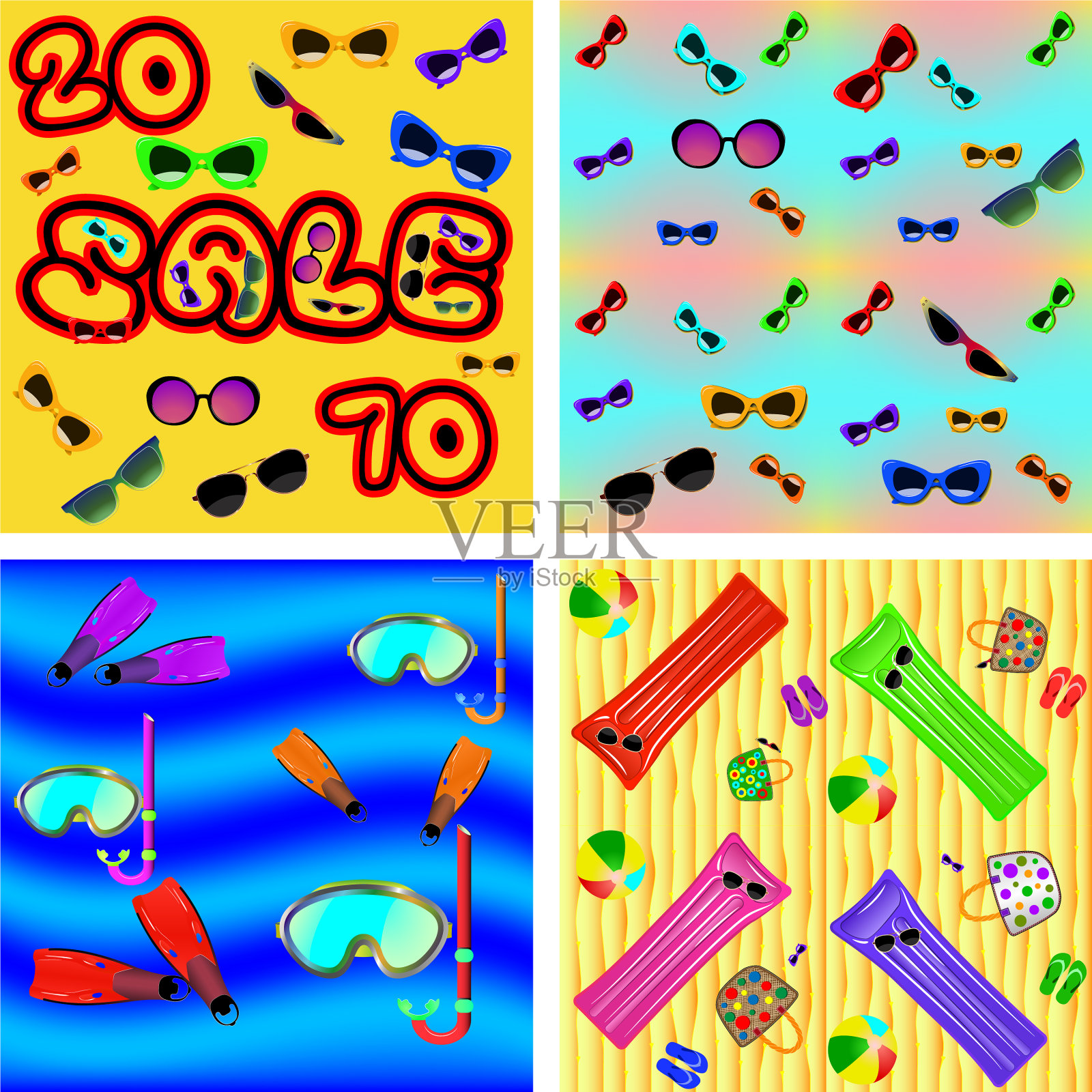 夏天度假用的各种款式设计元素图片