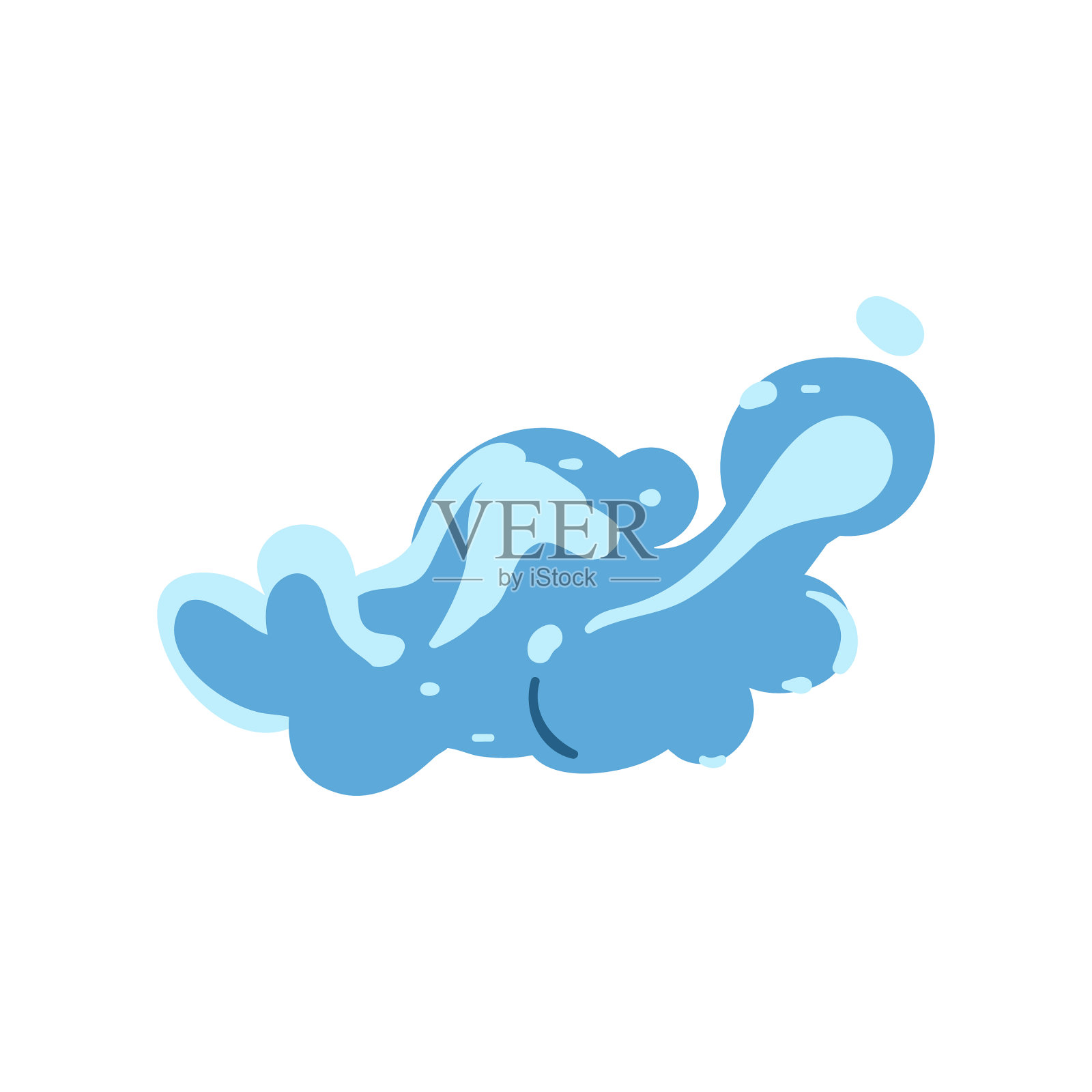 浅蓝色手绘水花孤立上设计元素图片