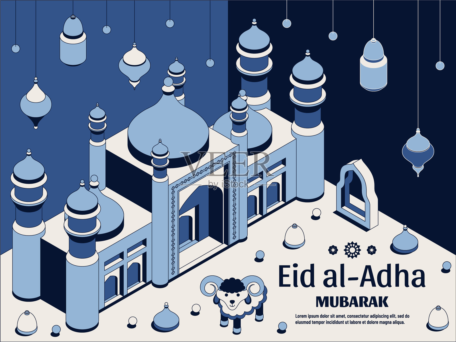 古尔邦节背景等距伊斯兰阿拉伯语