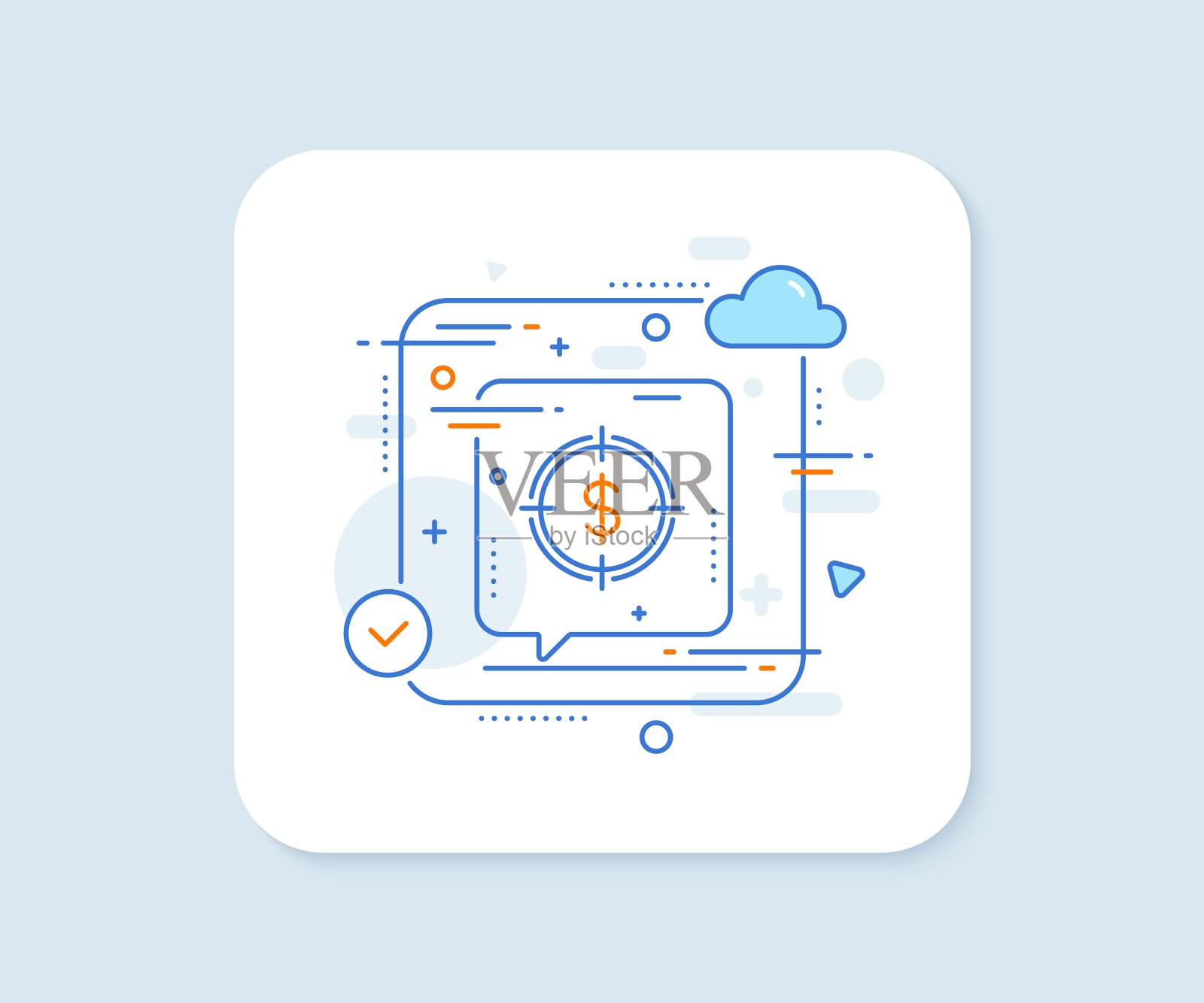 目标与美元线图标。向量插画图片素材