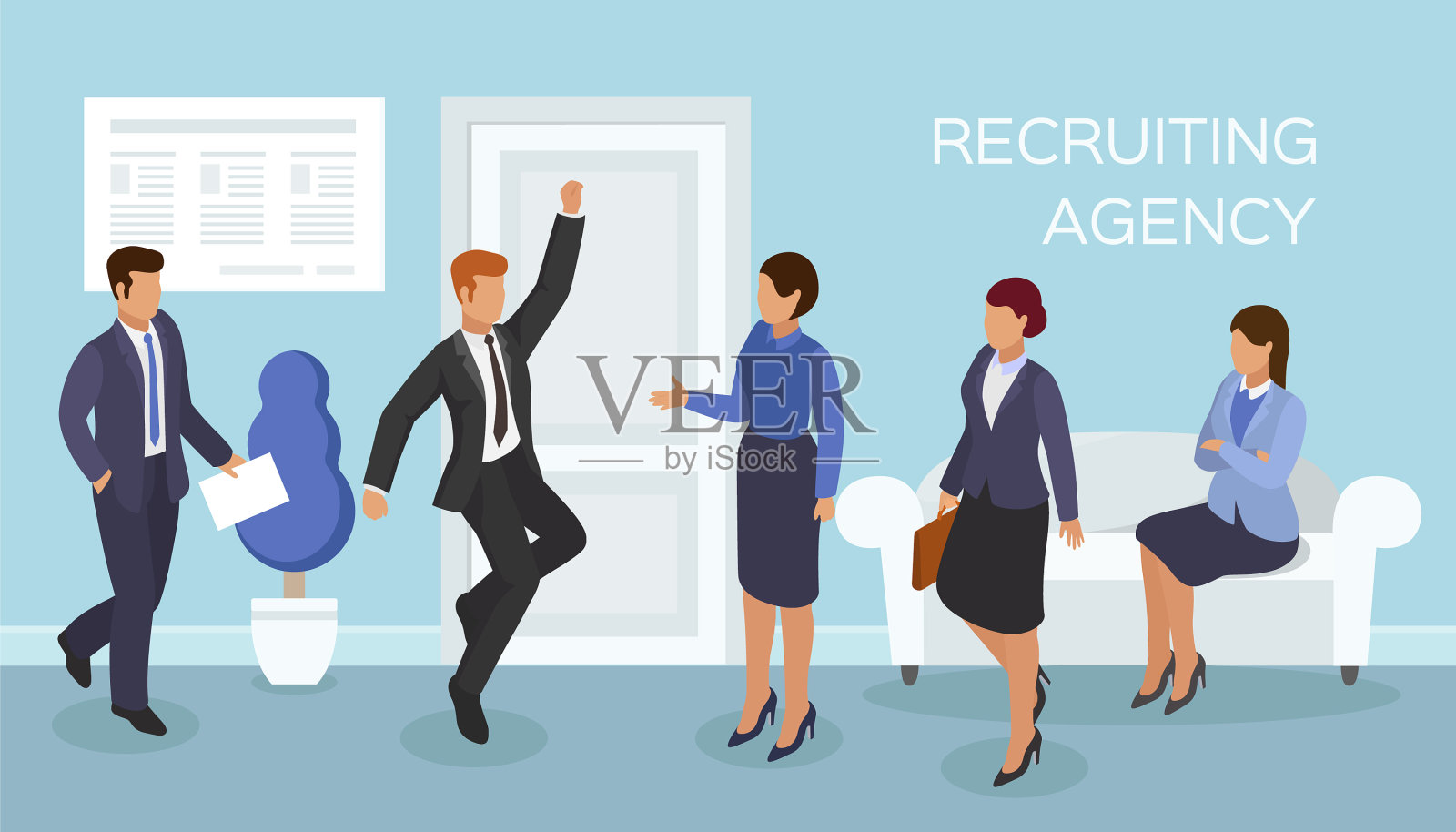 办公室招聘机构职位空缺面试插画图片素材