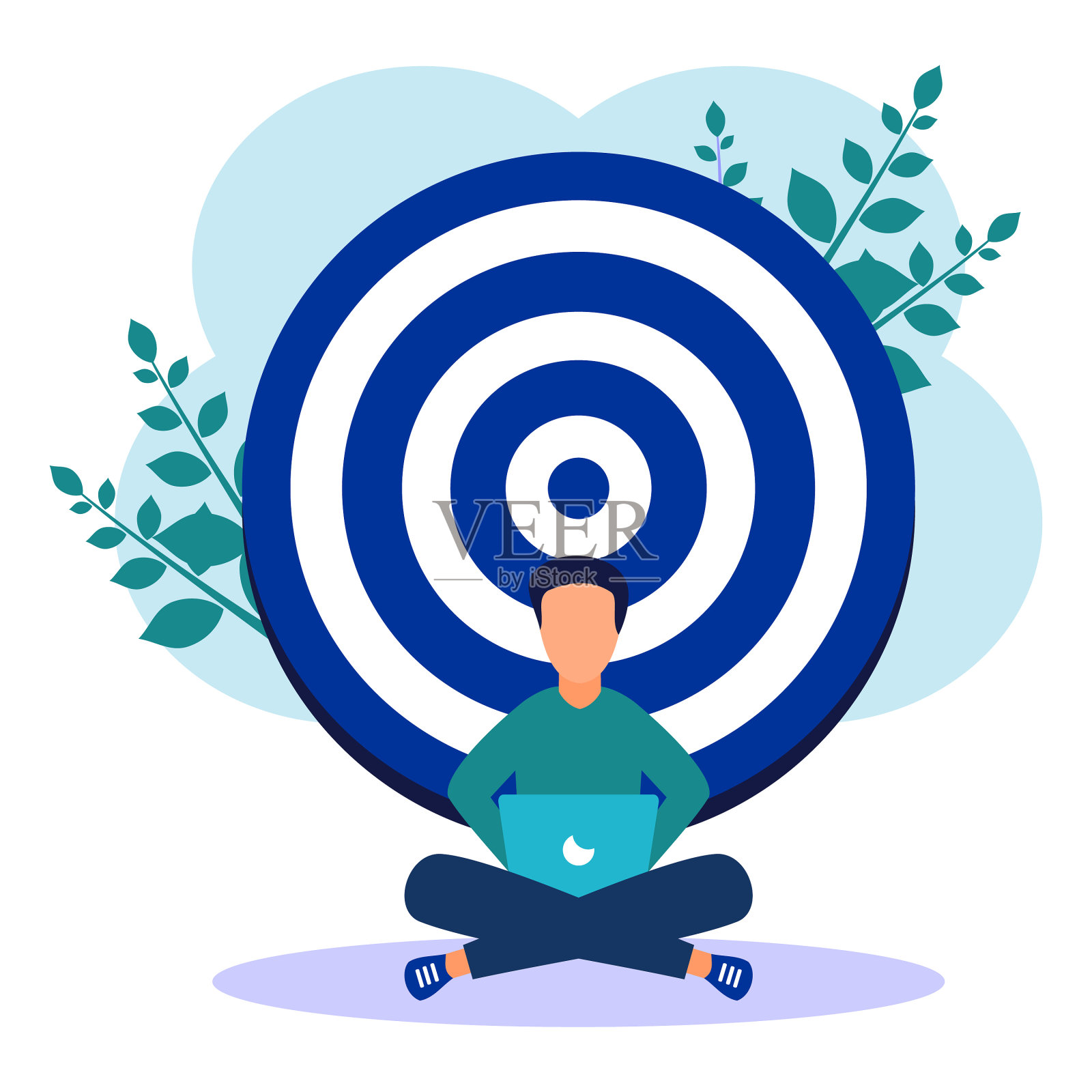 一个年轻的商人的经营理念插画图片素材