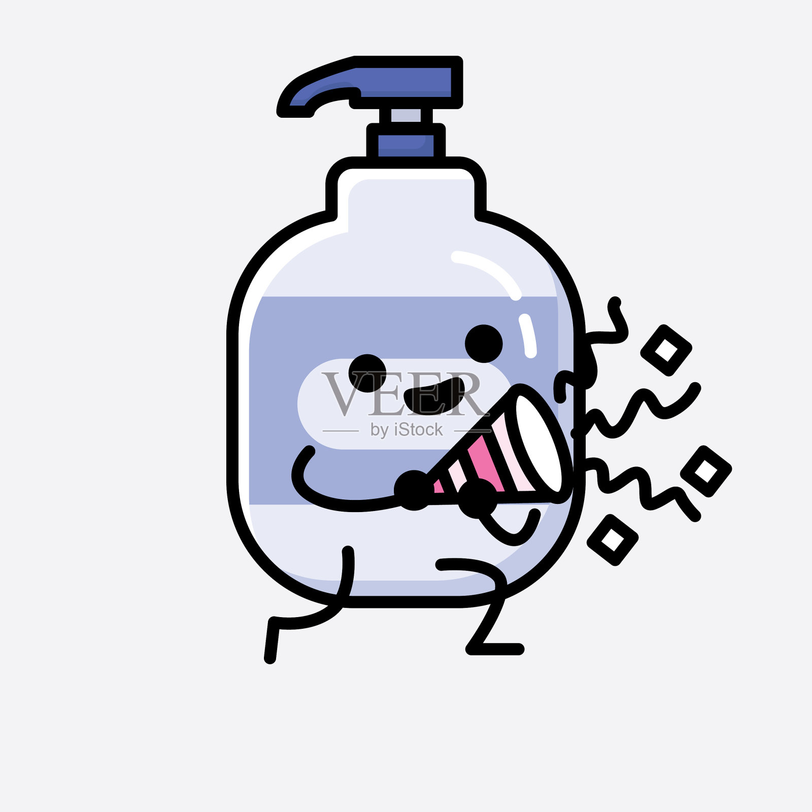 可爱的洗手液吉祥物人物在平插画图片素材