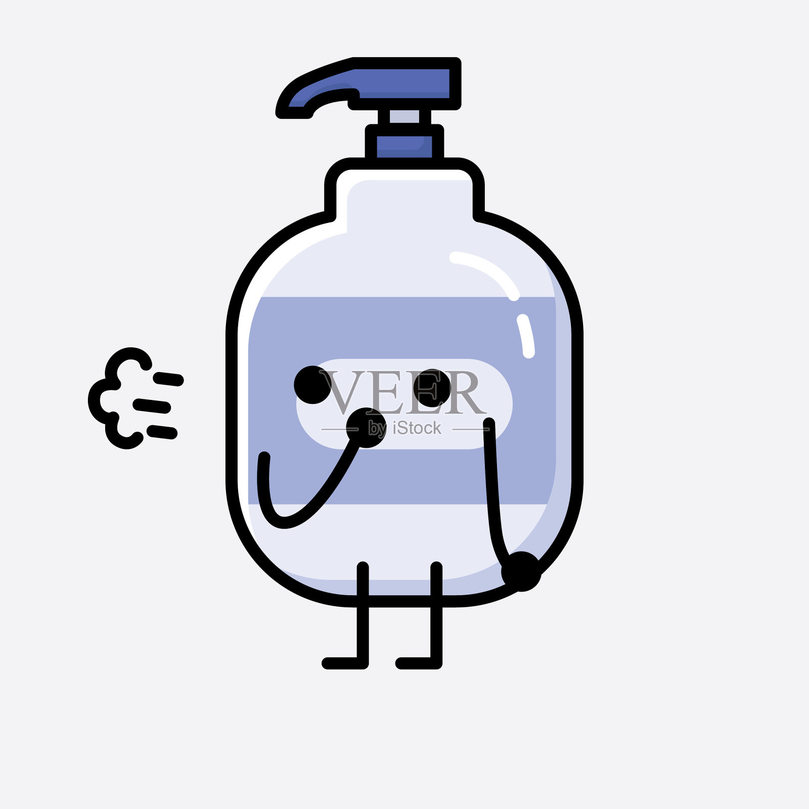 可爱的洗手液吉祥物人物在平插画图片素材