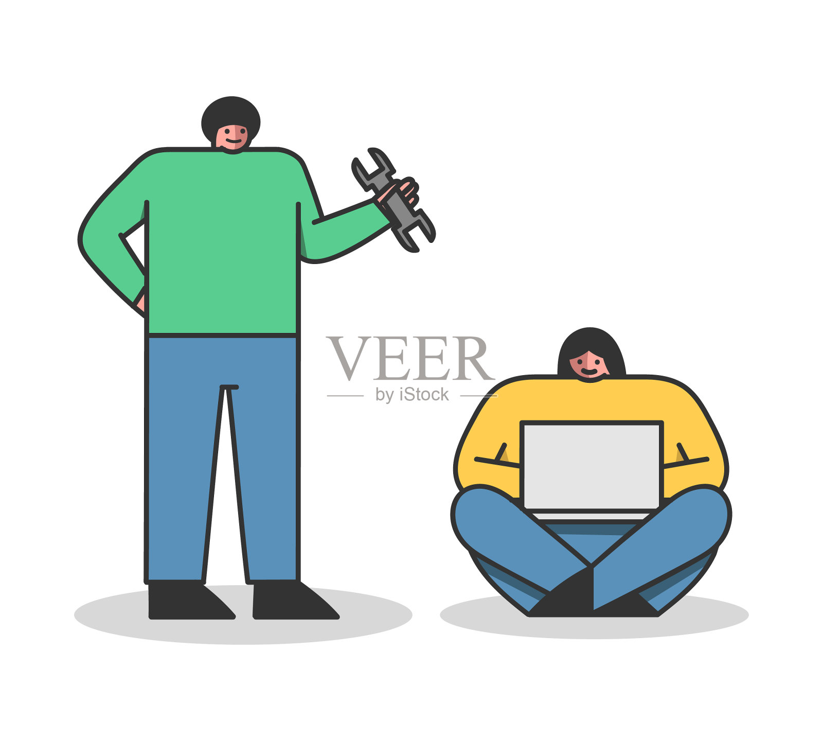 程序员坐在笔记本电脑前设计元素图片