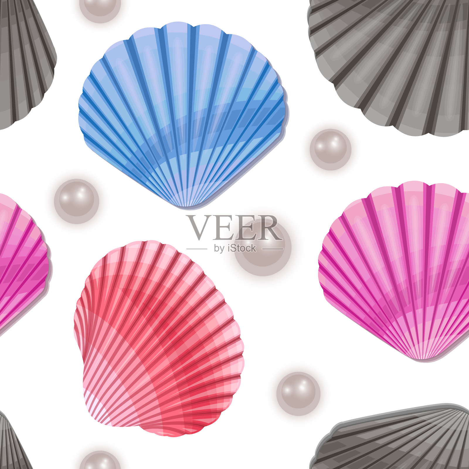 无缝无尽的珍珠链五颜六色的图案插画图片素材