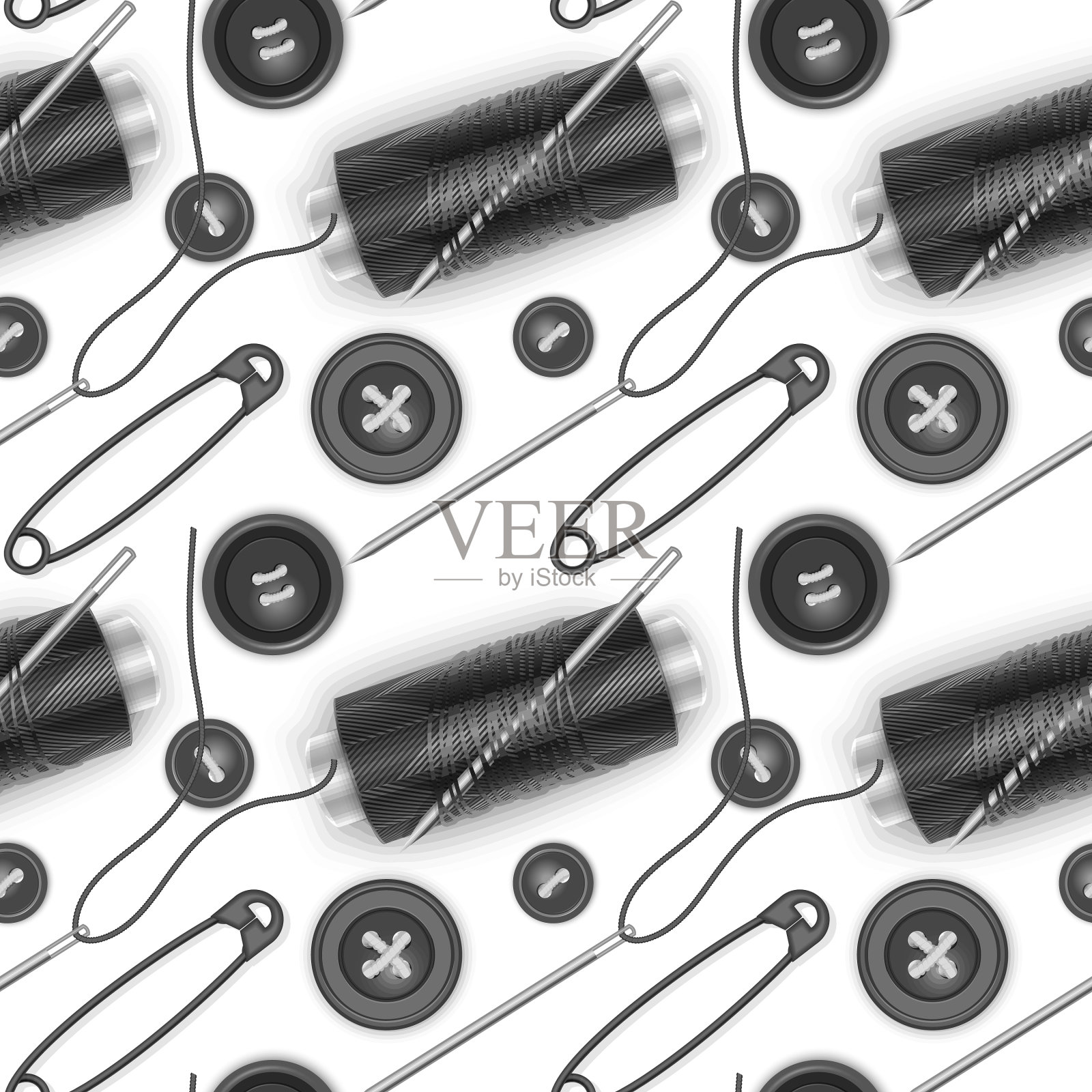 无缝模式与黑线黑色按钮插画图片素材