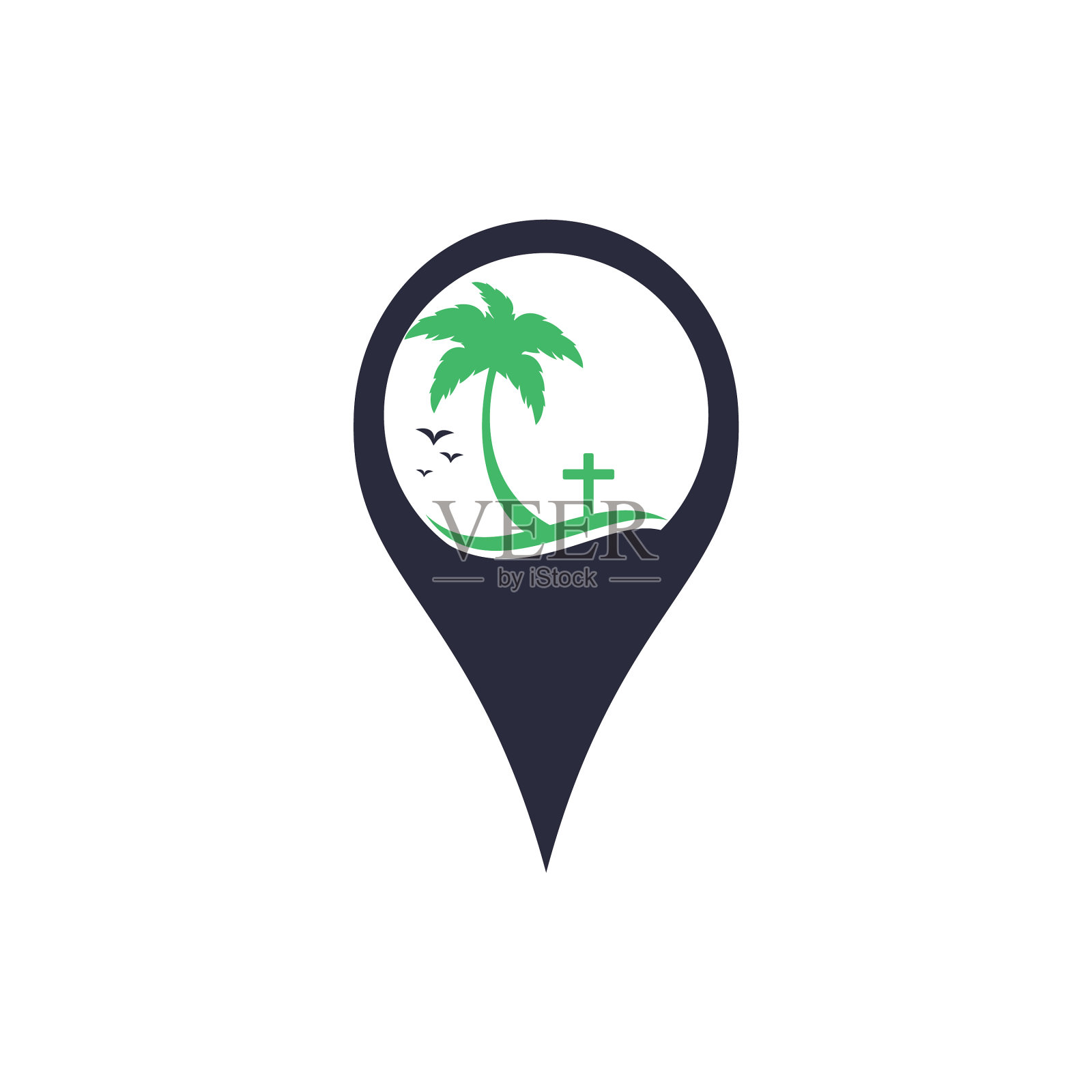 沙滩教堂标志设计插画图片素材