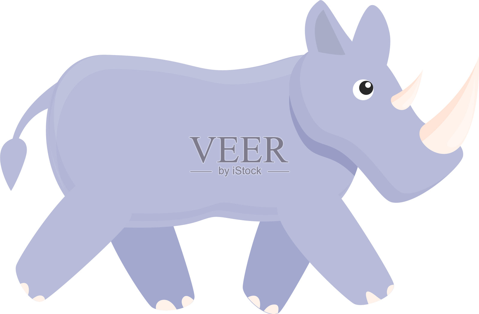 行走的犀牛图标卡通风格设计元素图片