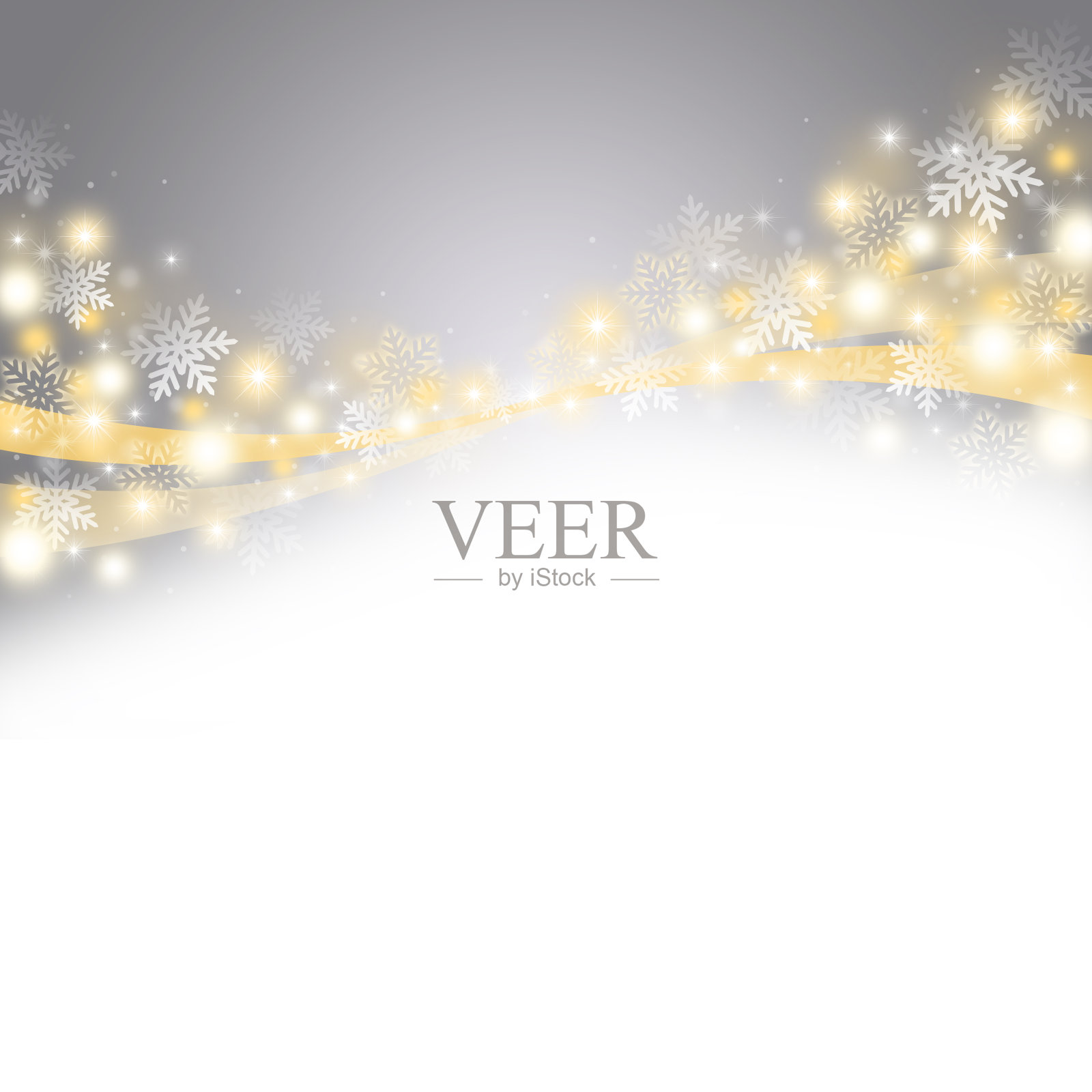 闪亮的灯光，雪花和缎带的背景插画图片素材