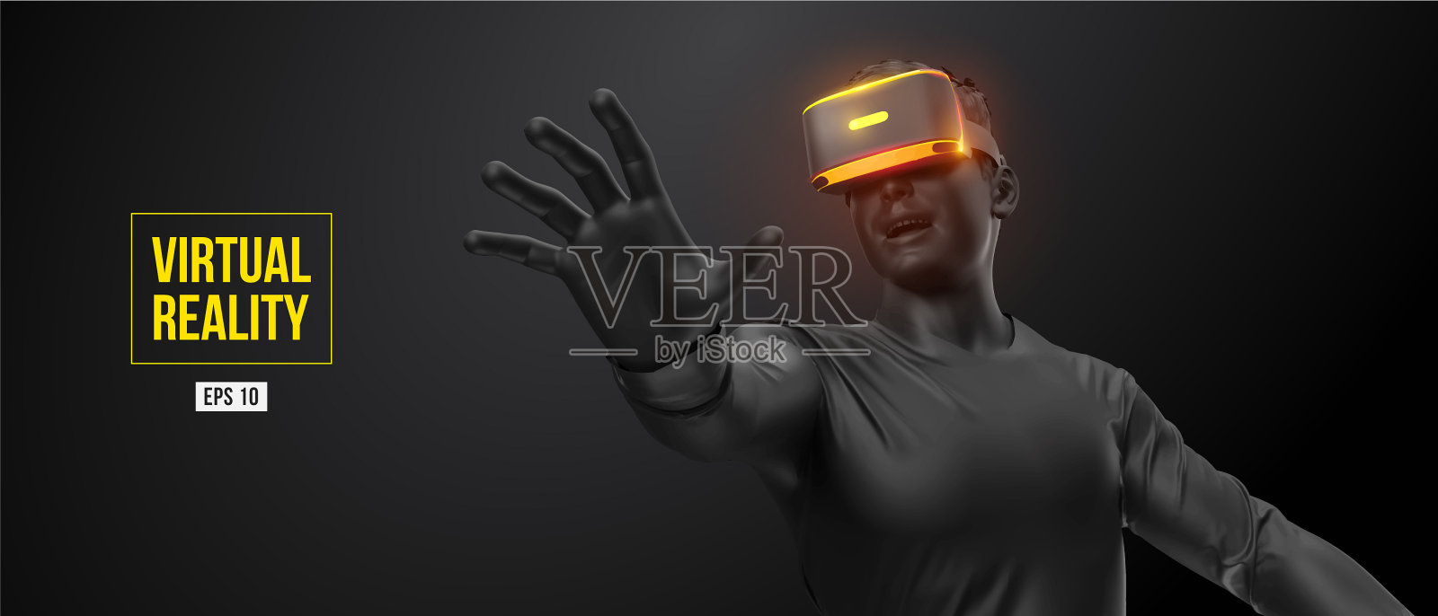 Vr头盔技术人戴着虚拟现实插画图片素材