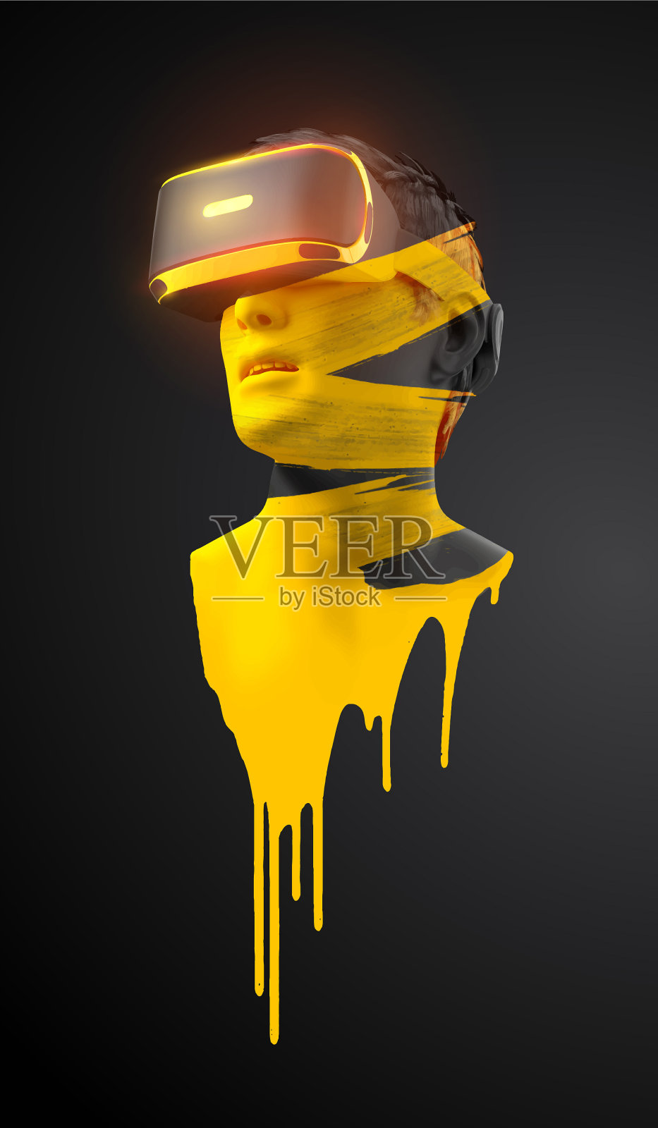 Vr头盔技术人戴着虚拟现实插画图片素材