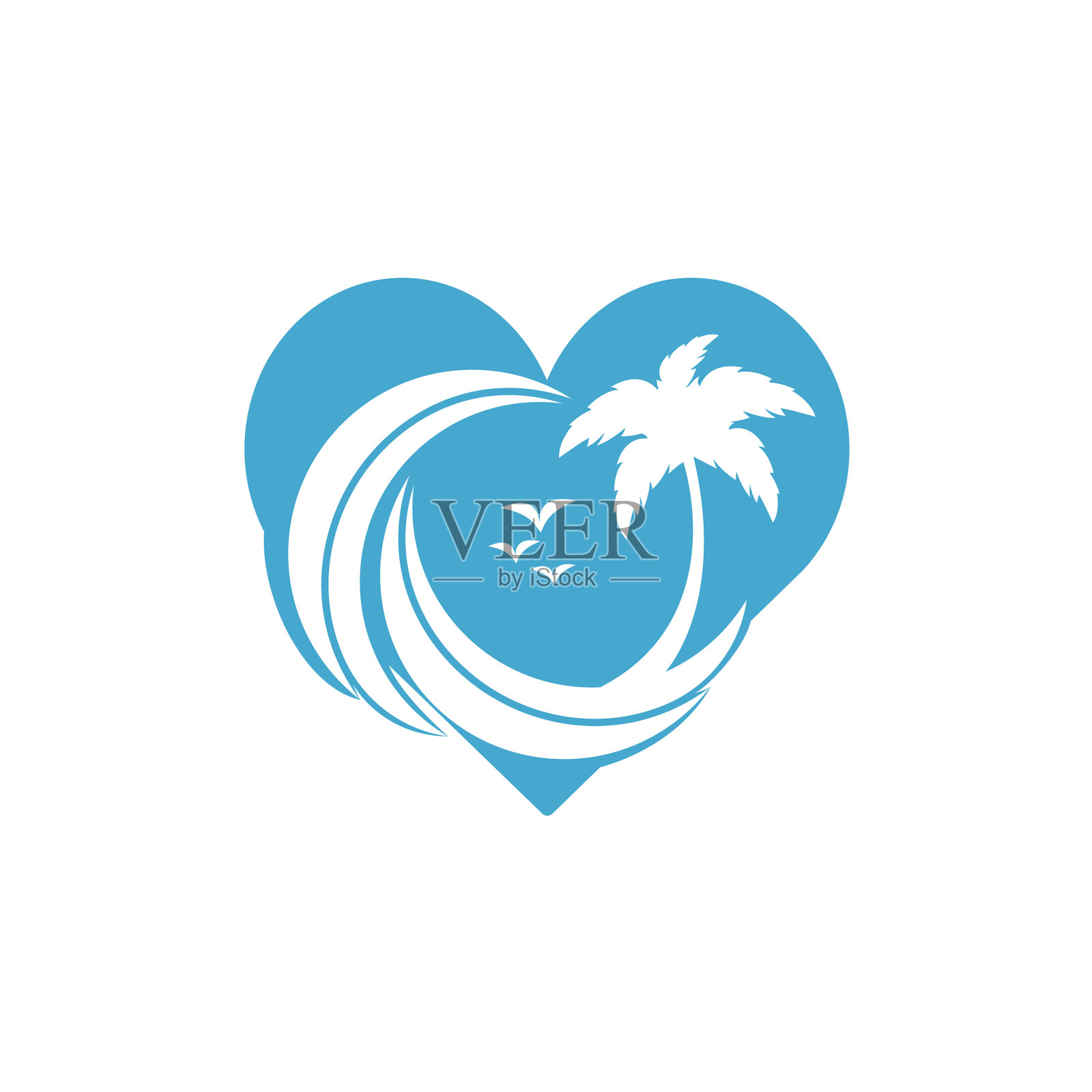 海滩上爱的标志插画图片素材