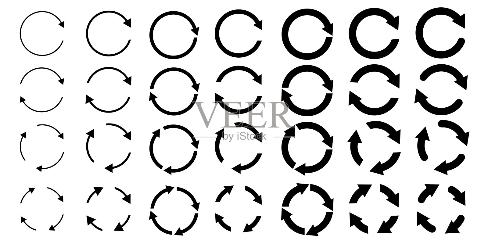一轮箭。矢量信号。光标图标。图标与圆形箭头为网页设计。股票的形象。每股收益10。图标素材