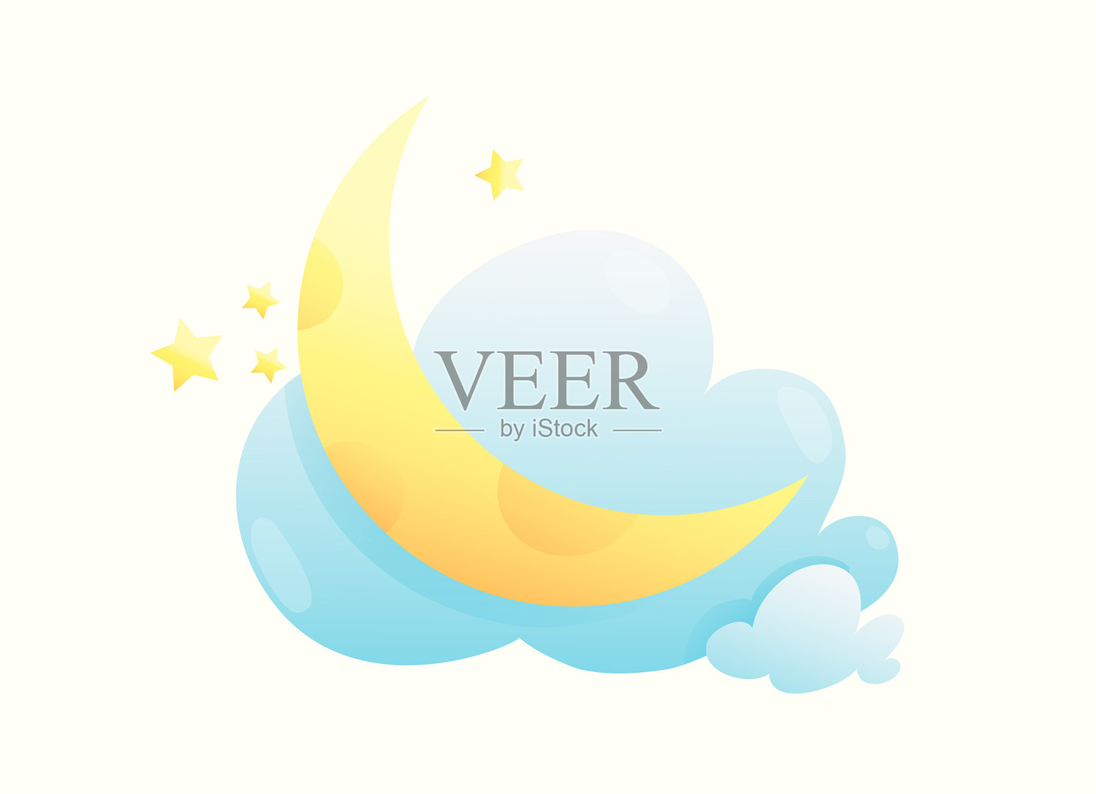 月亮，星星和云彩可爱和甜蜜的设计插画图片素材