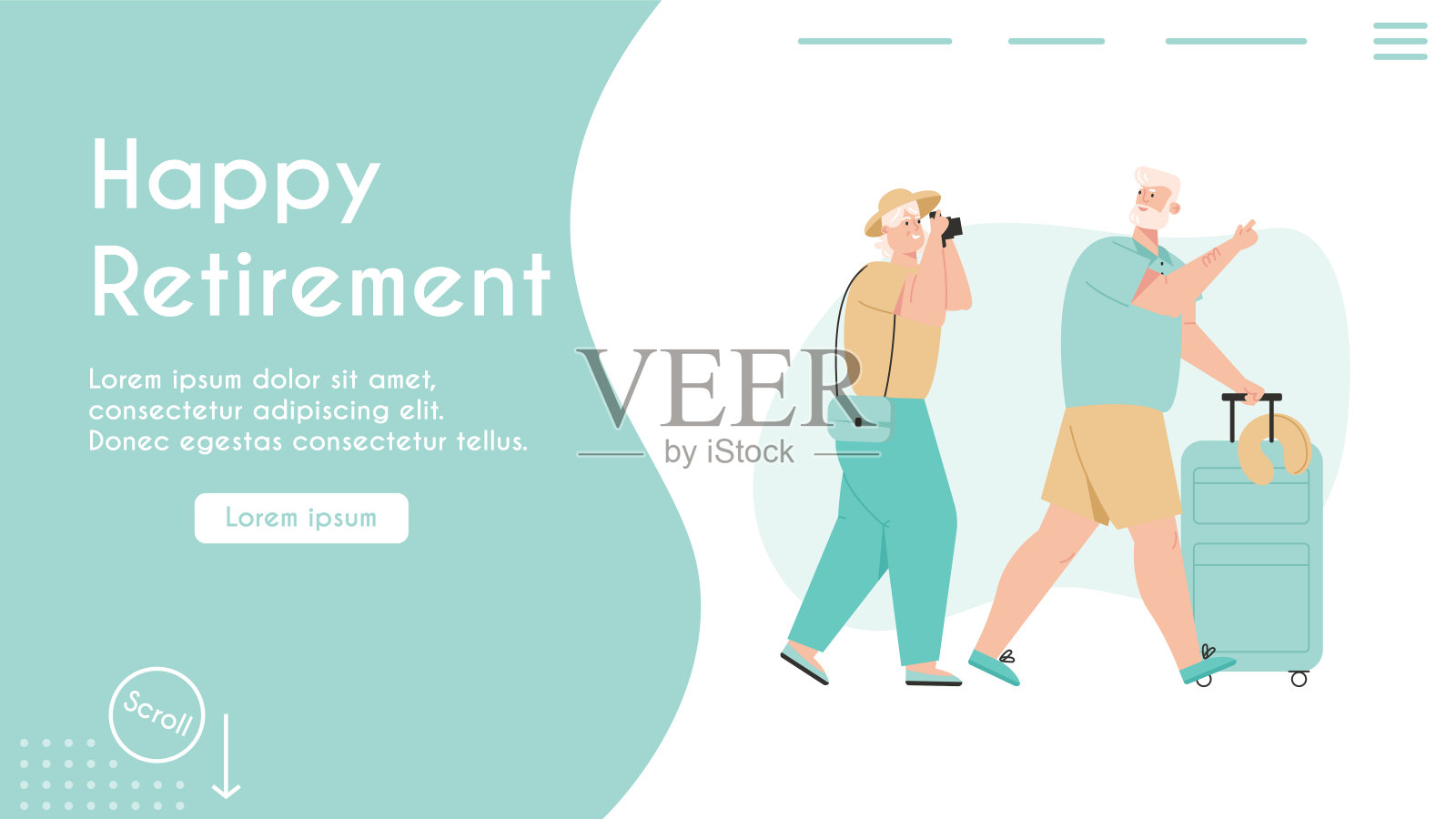 向量横幅快乐退休概念插画图片素材