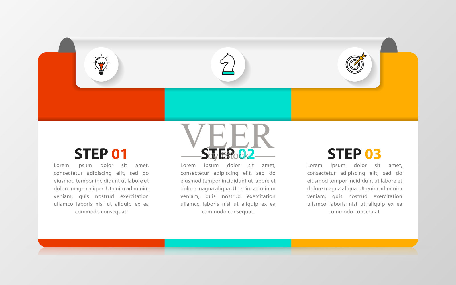 信息图表设计模板。创意概念有3个步骤插画图片素材