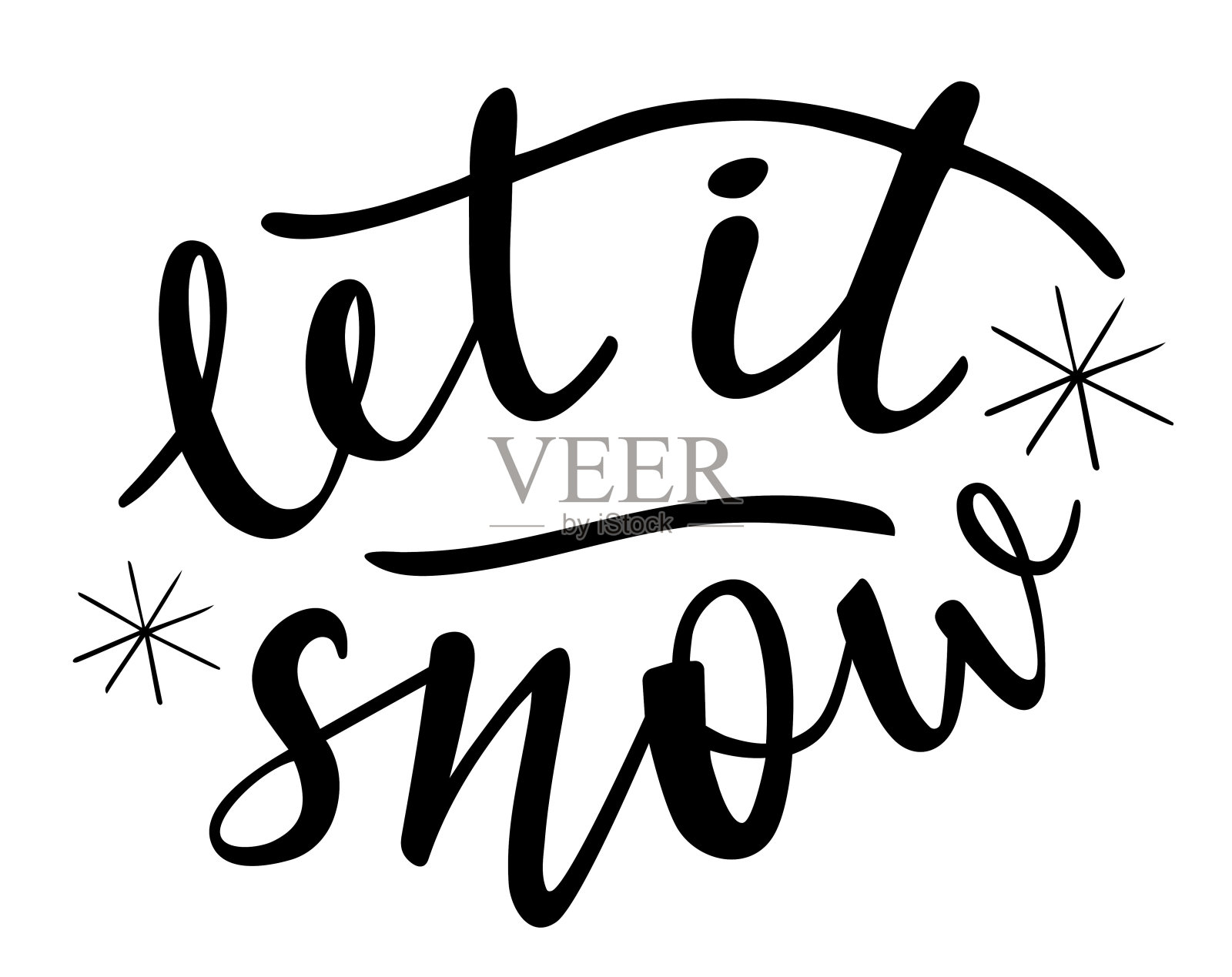 让它的雪手刻字向量。圣诞节和冬季的格言和短语，卡片，横幅，海报，马克杯，剪贴簿，枕头套，手机壳和服装设计。插画图片素材