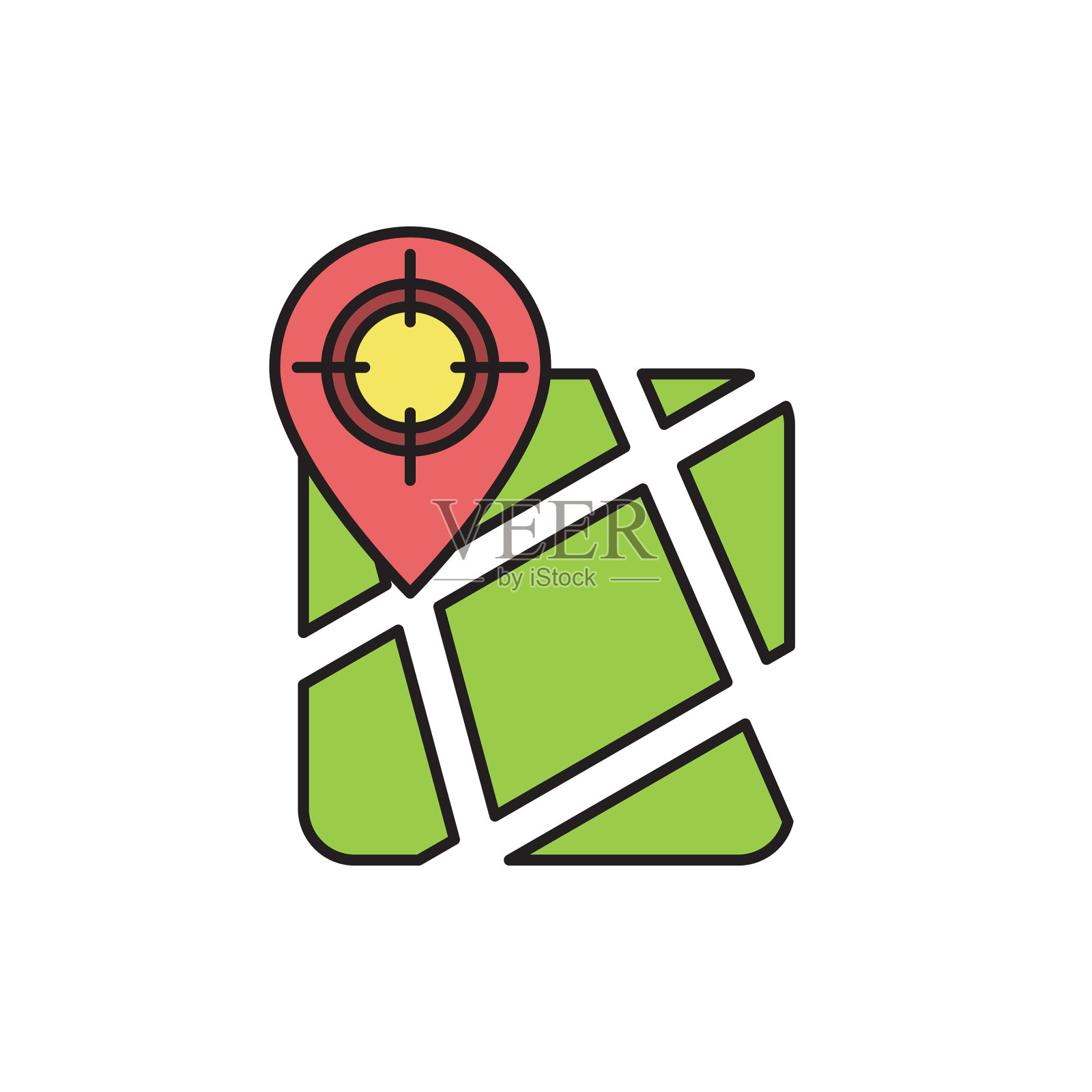 GPS与目标位置图标符号隔离图标素材