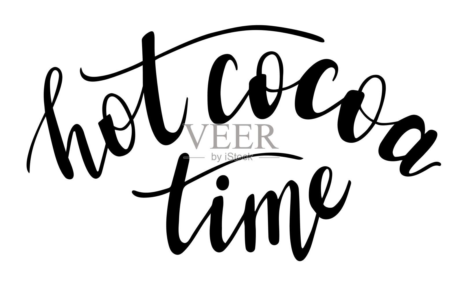 热可可时间手工刻字。秋冬季节卡片，横幅，海报，马克杯，剪贴簿，枕套，手机壳和服装设计的报价和短语。设计元素图片