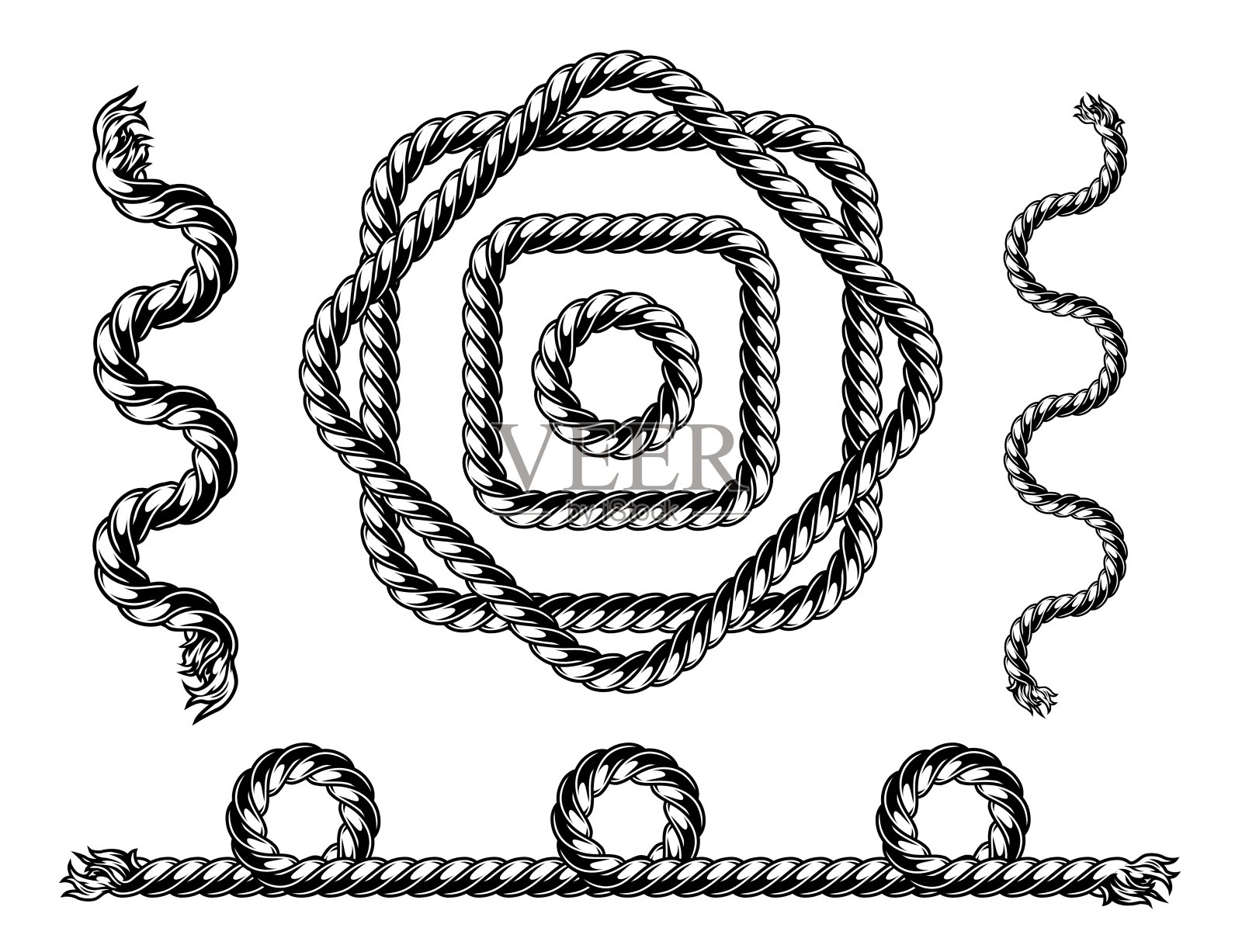 绳纹刷模板插画图片素材