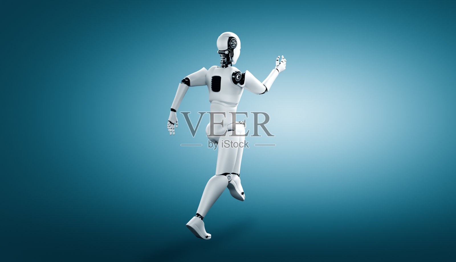 人形奔跑机器人，动作敏捷，活力充沛照片摄影图片