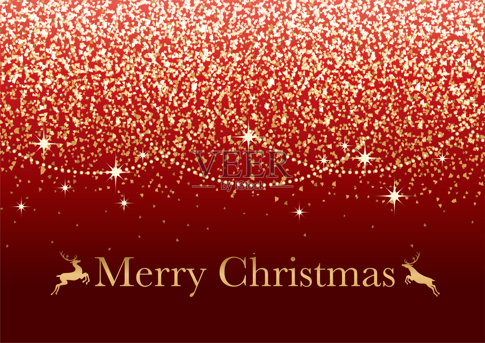 抽象矢量圣诞背景与金色闪光粒子和文本空间。设计模板素材