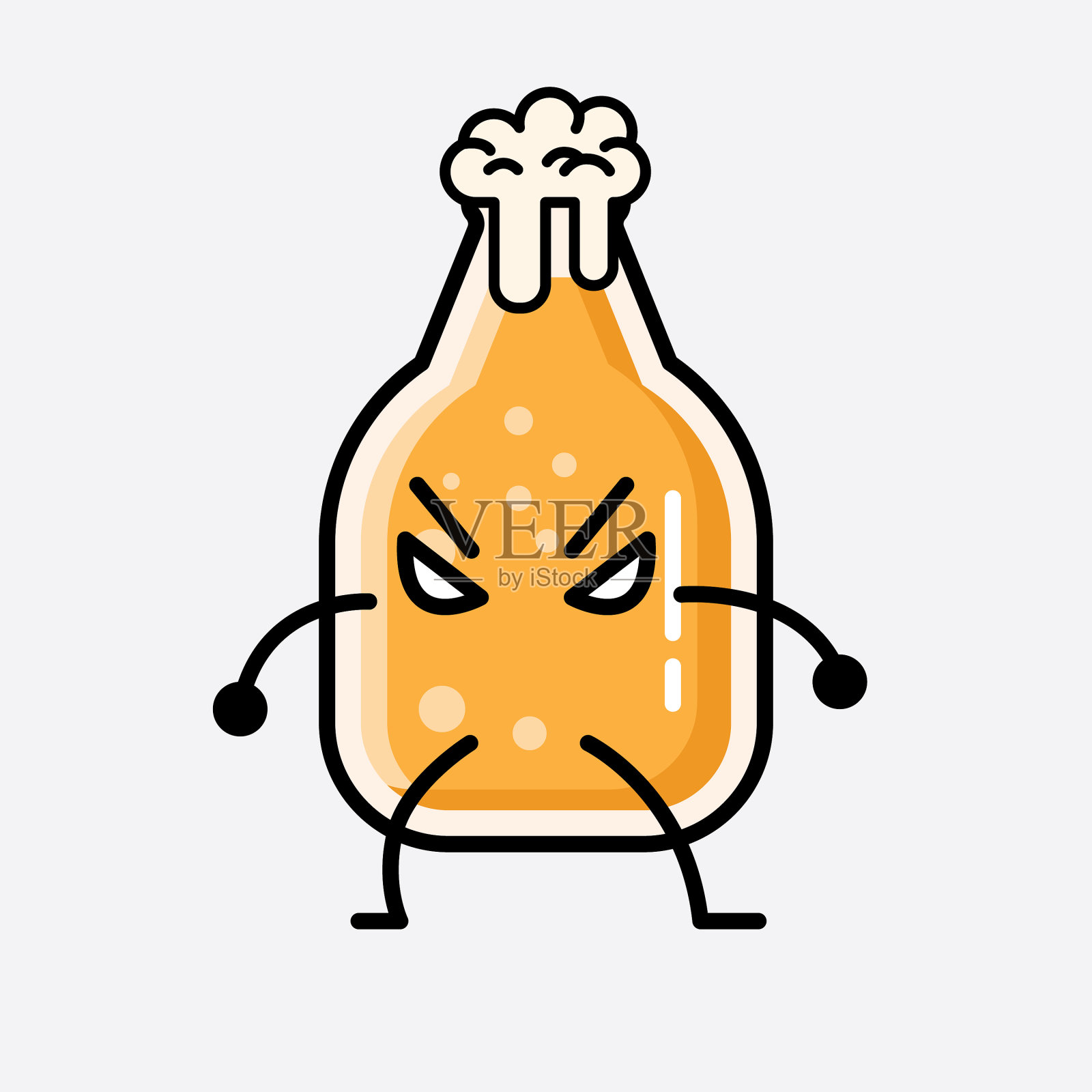 可爱的啤酒吉祥物角色在平面设计风格插画图片素材