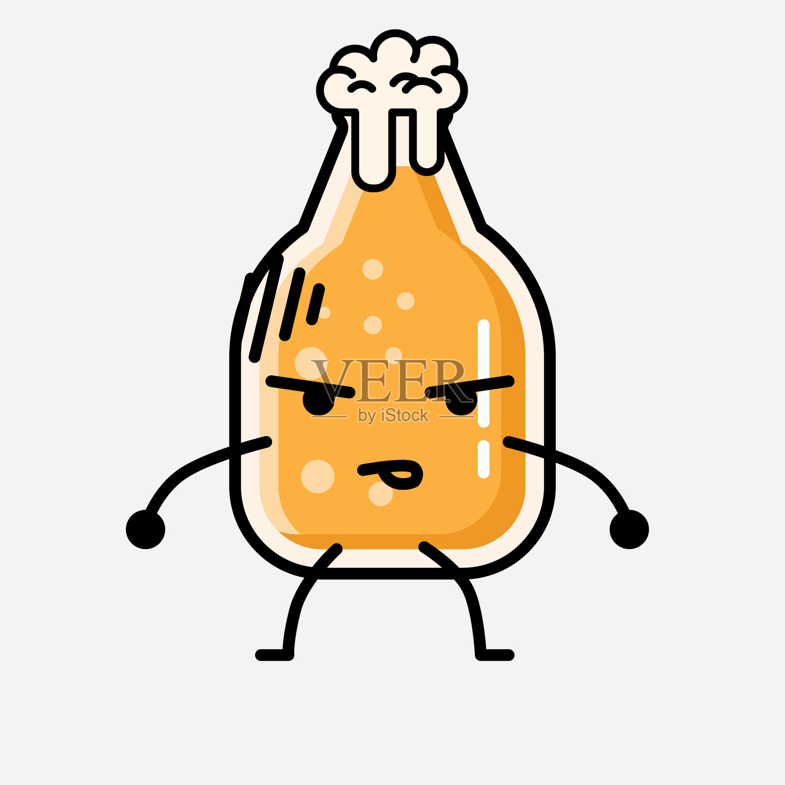 可爱的啤酒吉祥物角色在平面设计风格插画图片素材