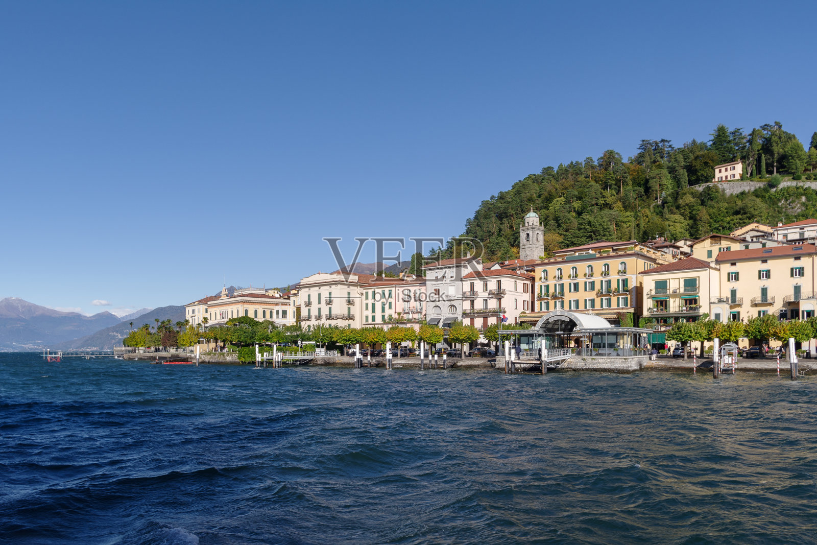 科莫湖，贝拉吉奥村，意大利照片摄影图片