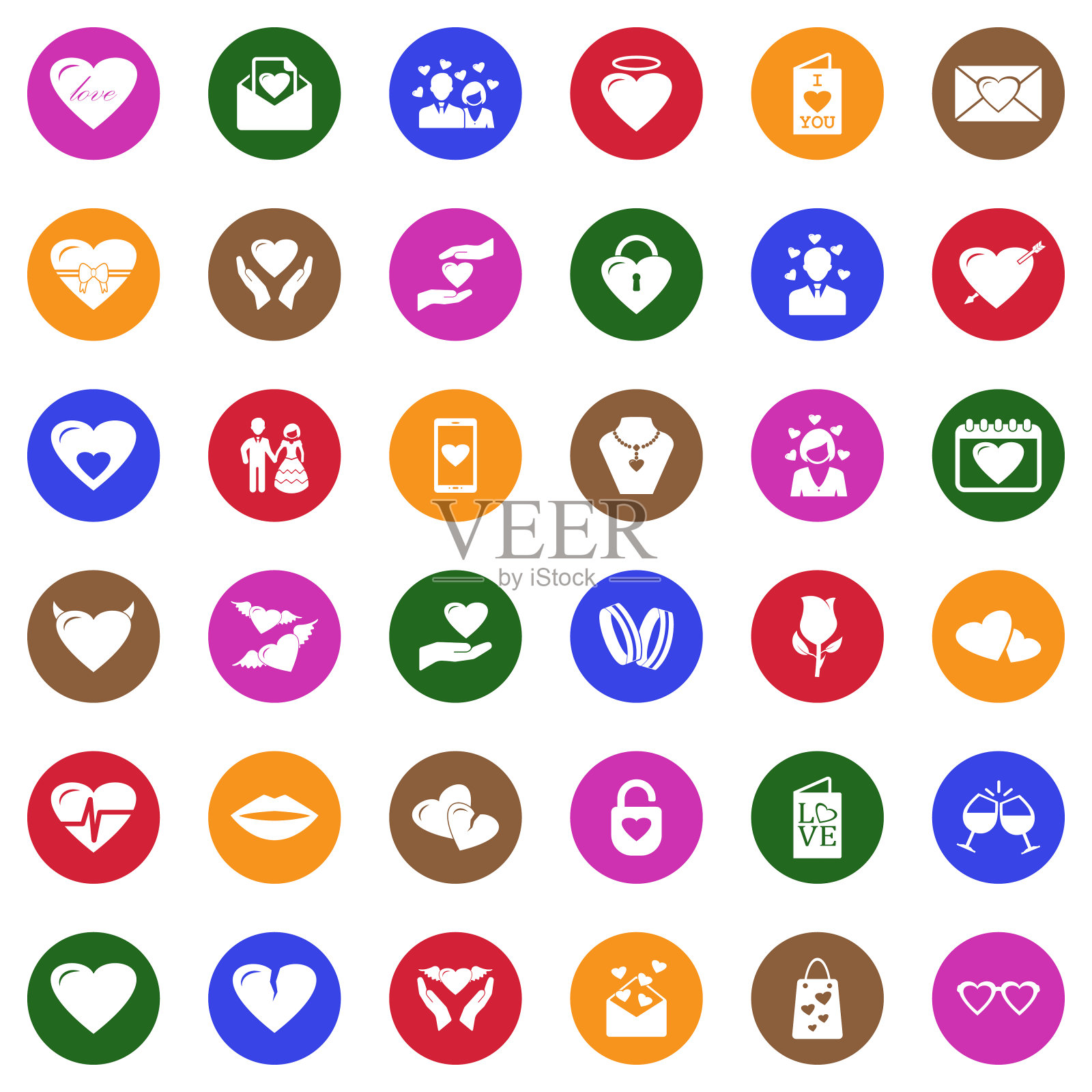 爱的图标。圆形的白色平面设计。矢量插图。图标素材